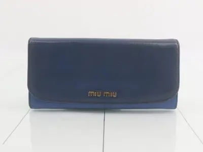 Long wallet, navy blue leather