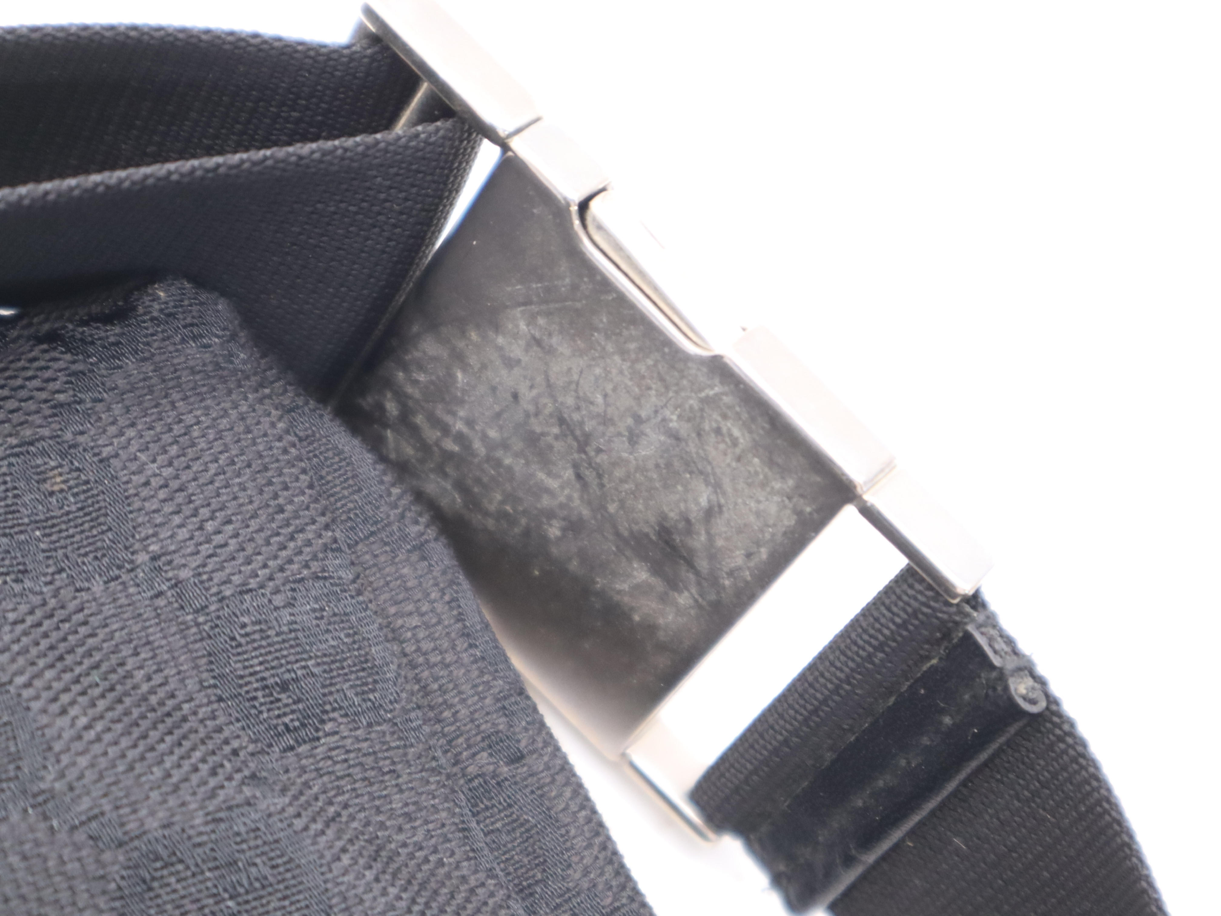 28566 Canvas x Leather GG Canvas Body Bag Black Silver Hardware Waist Bag — view 11