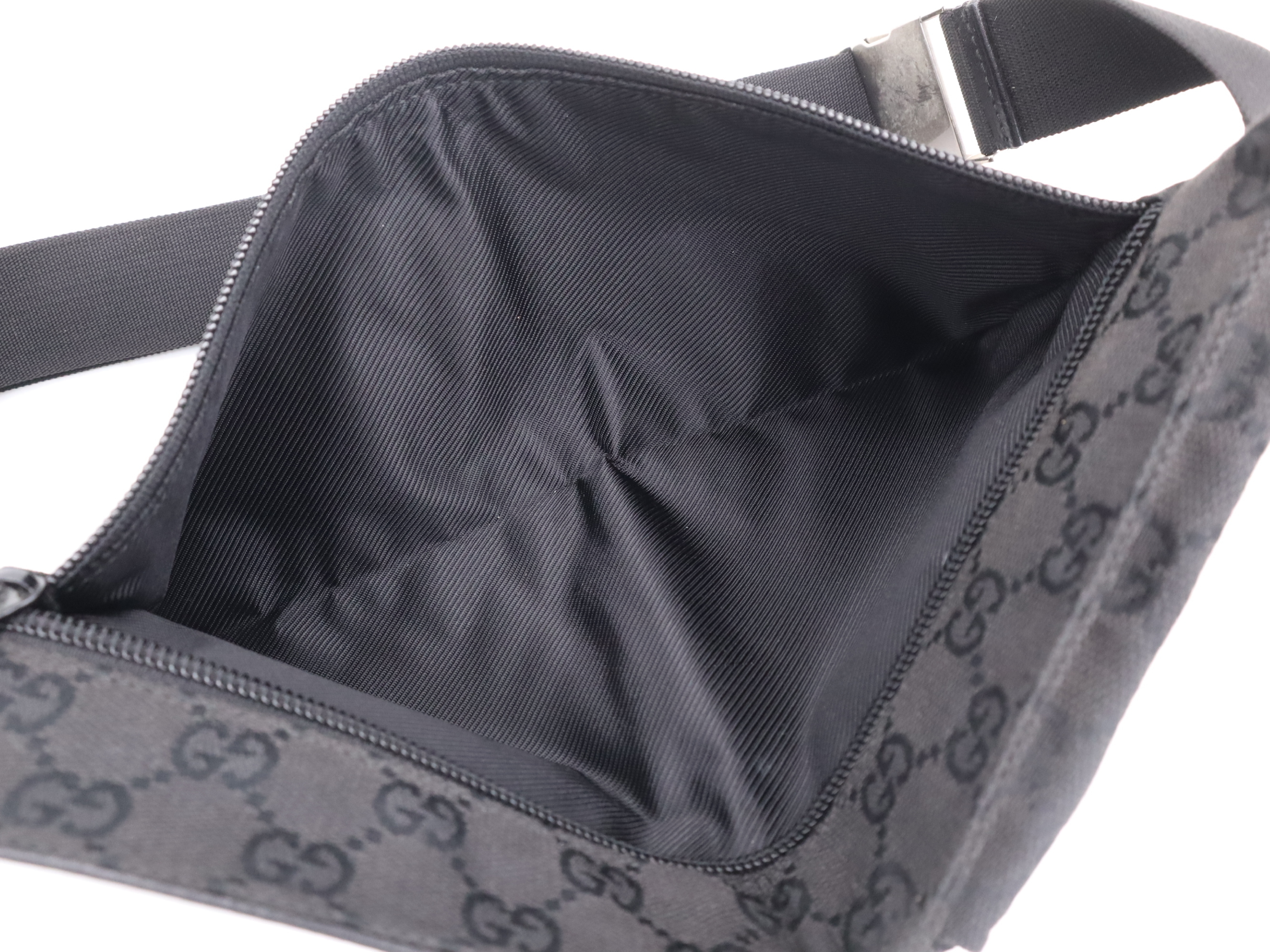 28566 Canvas x Leather GG Canvas Body Bag Black Silver Hardware Waist Bag — view 10