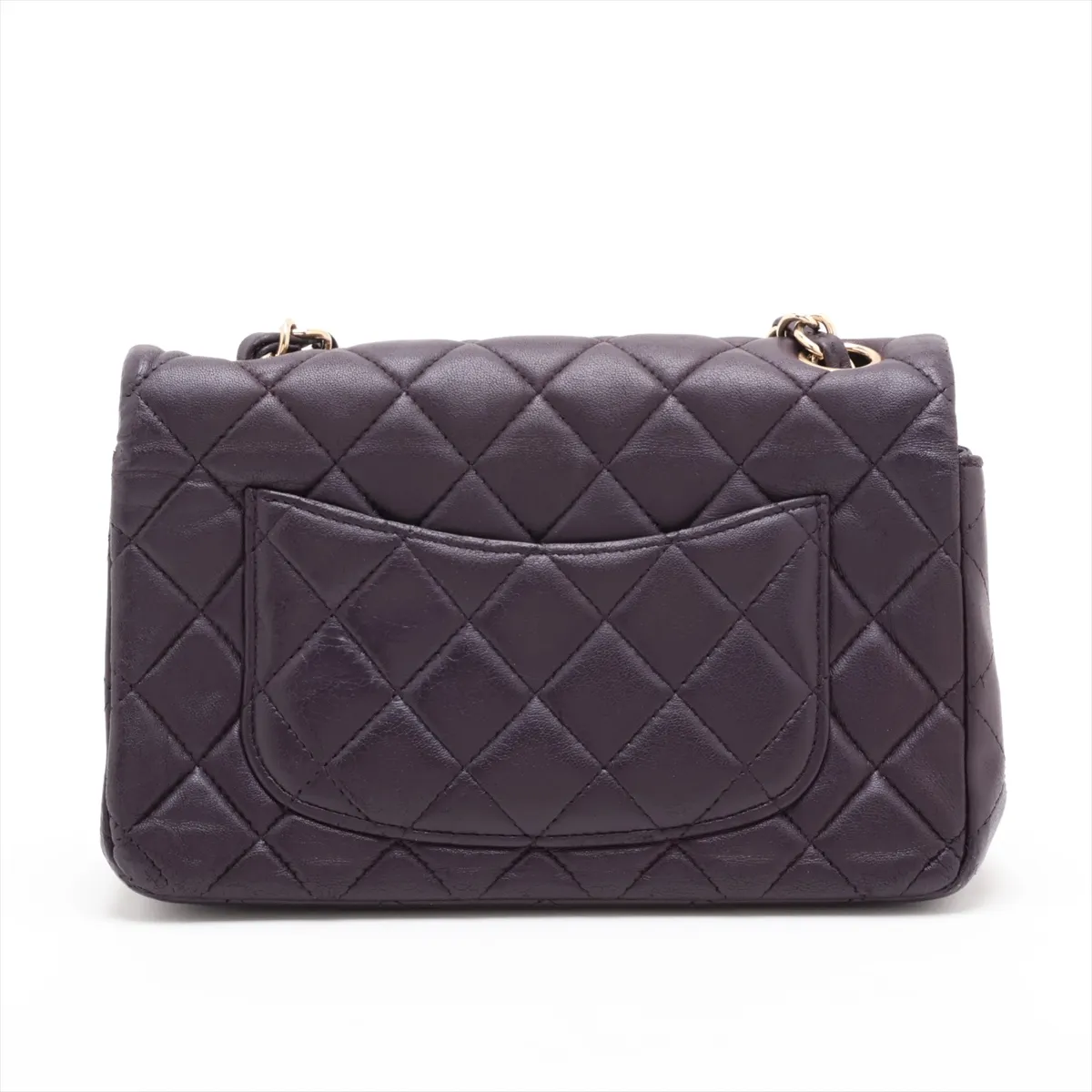Mini Matelassé 20 Lambskin Single Flap Single Chain Bag, Purple, Gold Hardware, A69900 — view 2