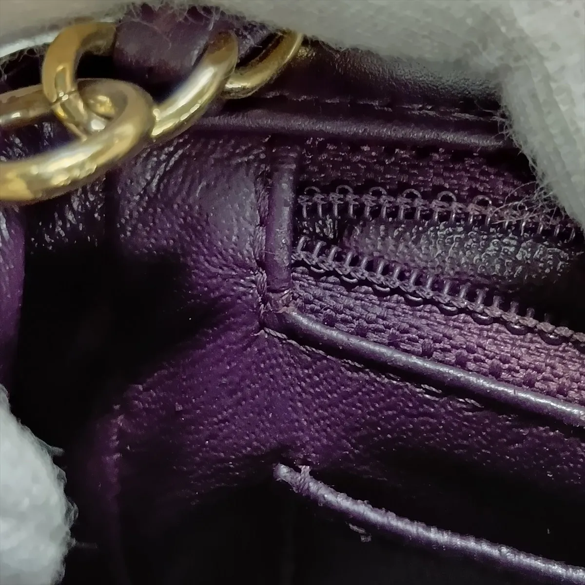 Mini Matelassé 20 Lambskin Single Flap Single Chain Bag, Purple, Gold Hardware, A69900 — view 12