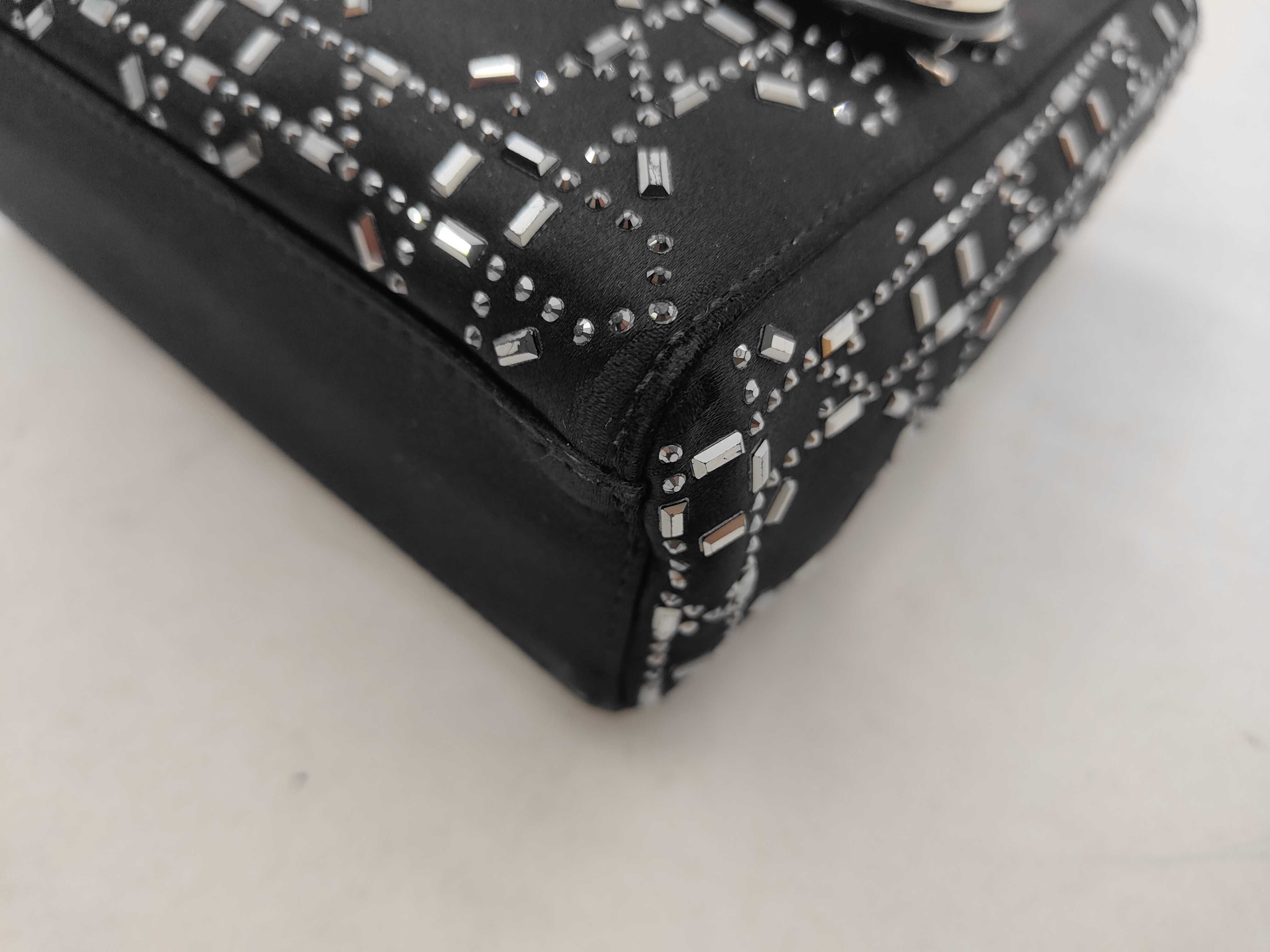 Satin x Rhinestone Cannage Lady Dior Small 2-Way Black Handbag — view 6