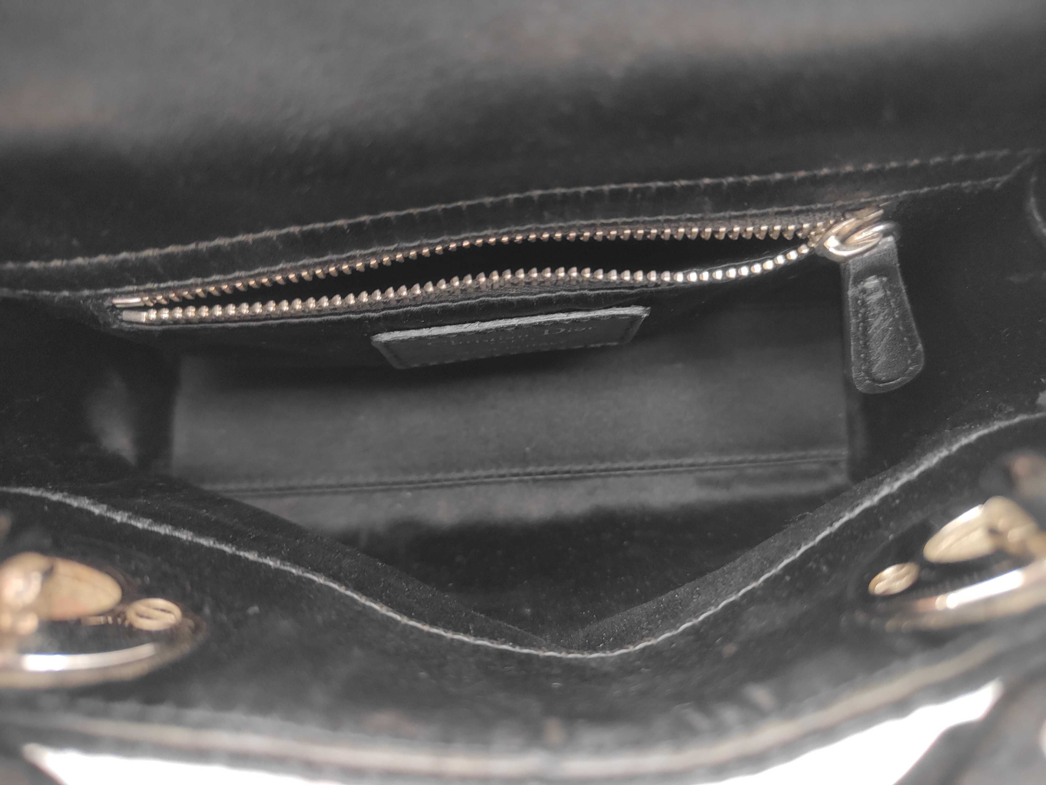 Satin x Rhinestone Cannage Lady Dior Small 2-Way Black Handbag — view 8