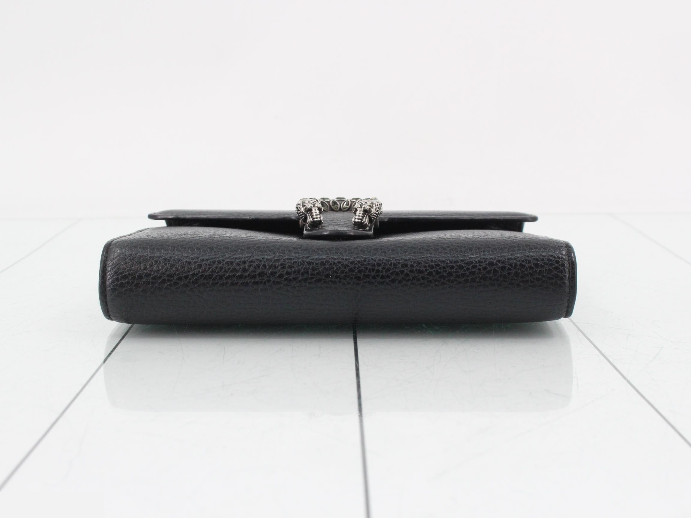 Dionysus Leather Chain Wallet, Black — view 3