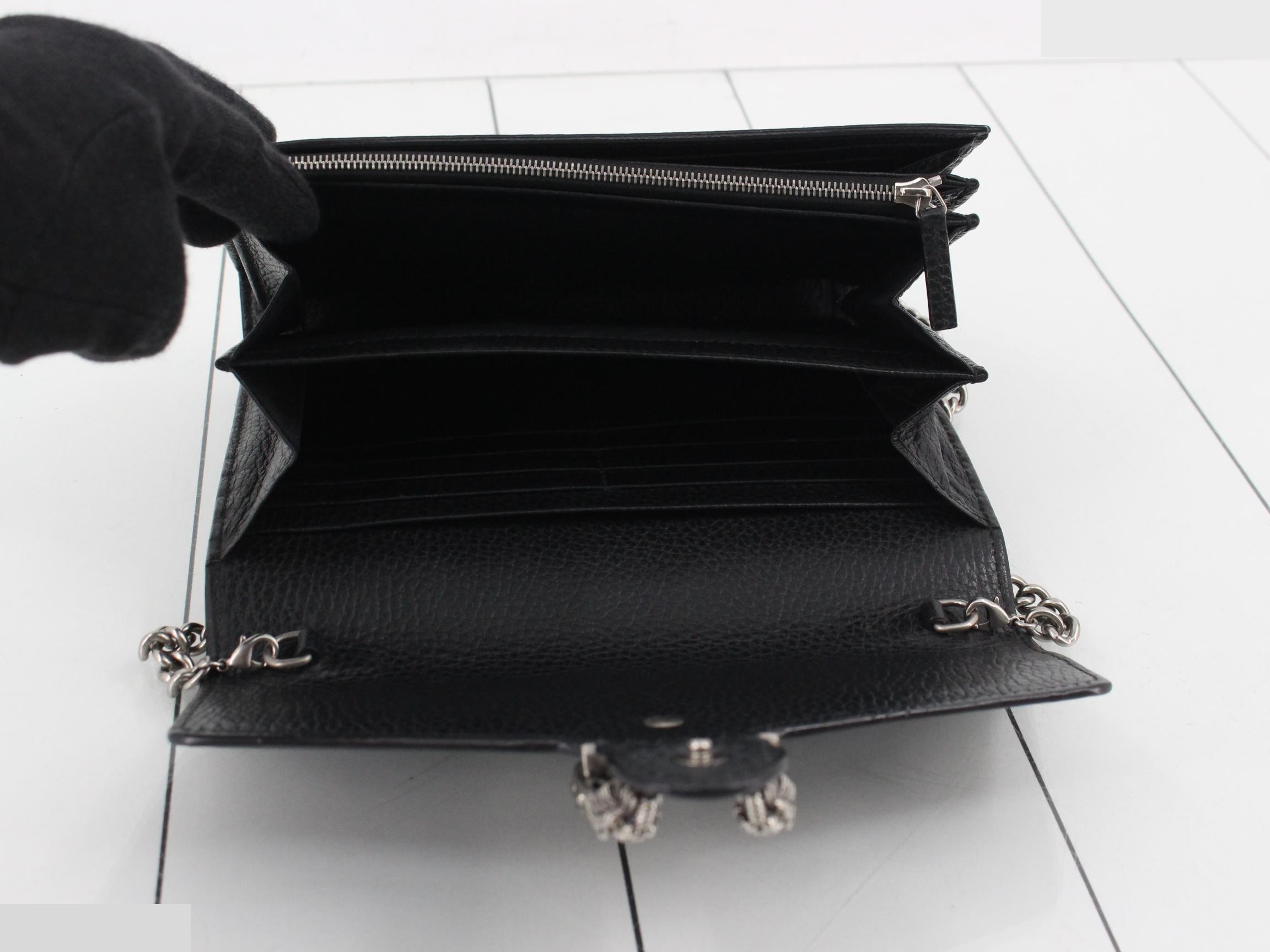 Dionysus Leather Chain Wallet, Black — view 4