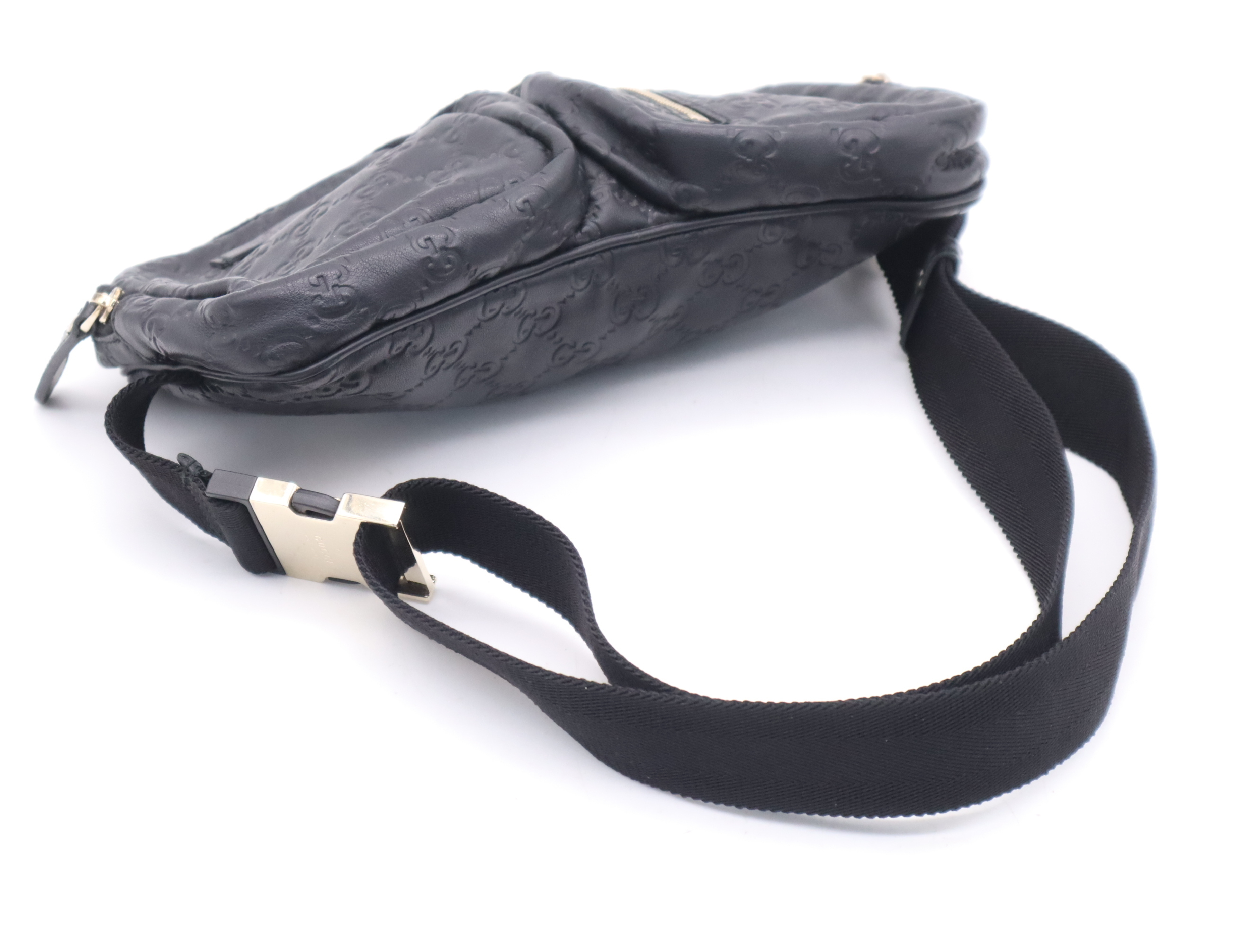 246417 Guccissima Waist Bag, Black, Gold Hardware — view 6