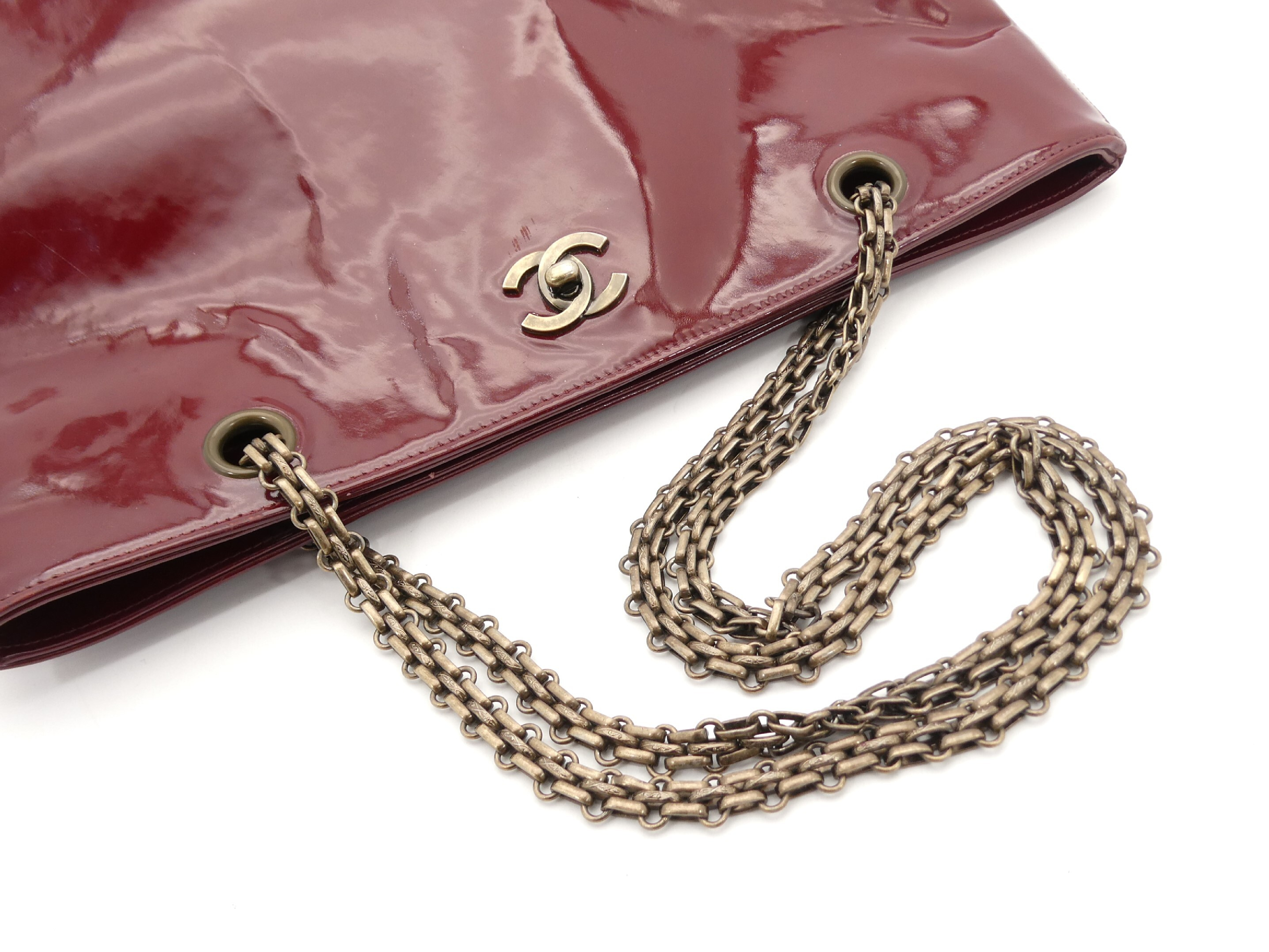 Coco Mark Enamel Chain Tote Bag — view 6