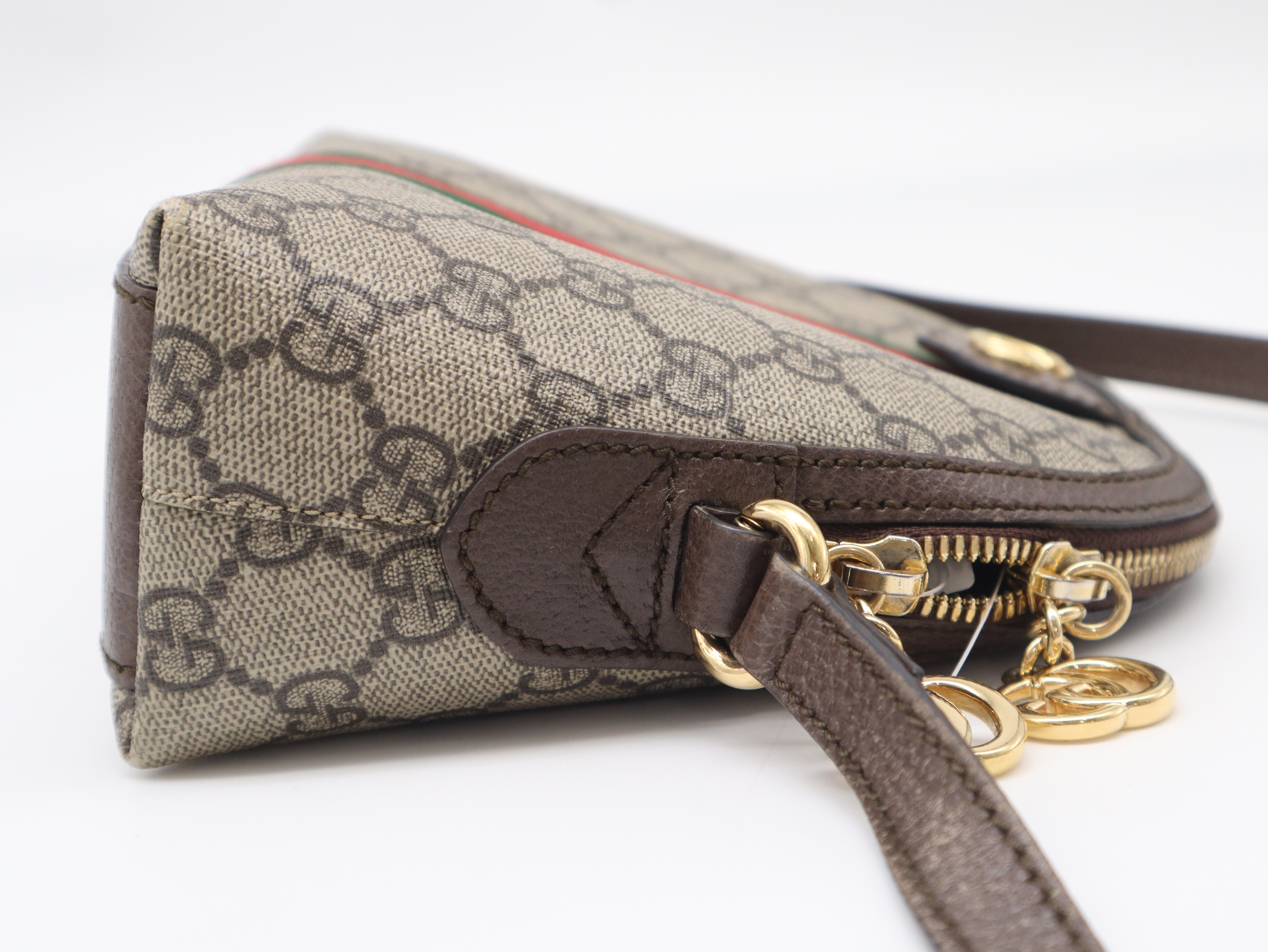 499621 Canvas x Leather GG Canvas Shoulder Bag Brown Gold Hardware Shoulder Bag — view 4