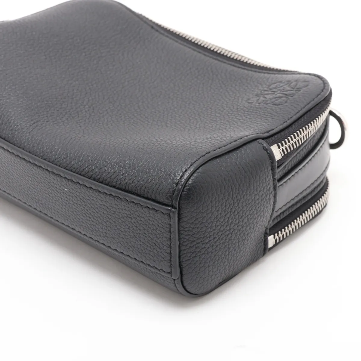 Camera Crossbody Bag Mini Leather 2-Way Shoulder Bag Black — view 3
