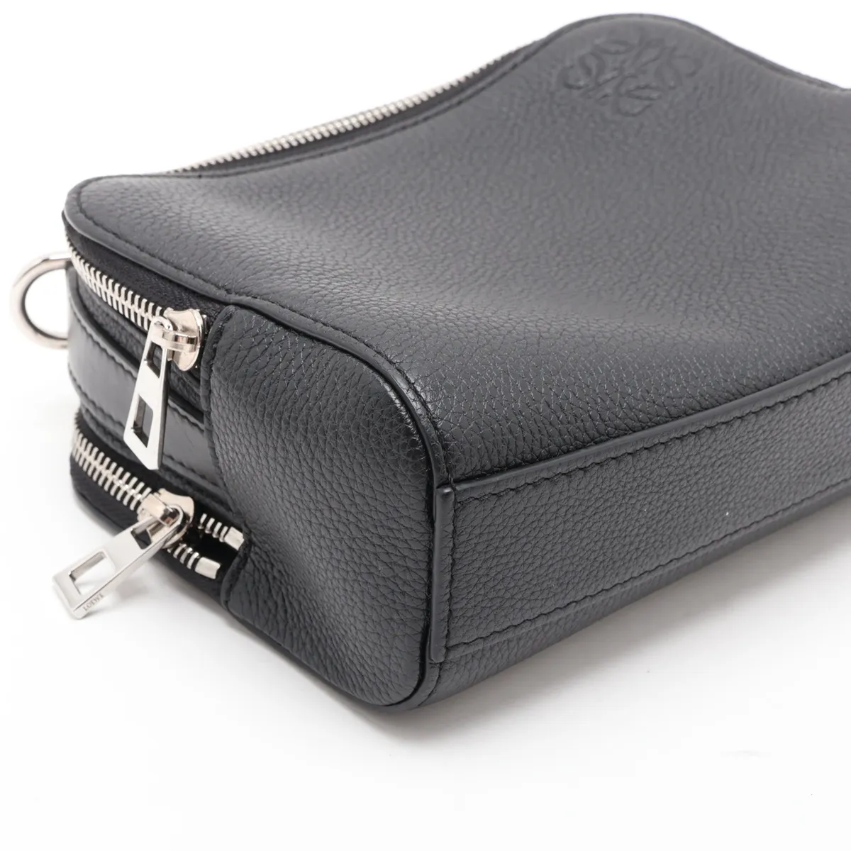 Camera Crossbody Bag Mini Leather 2-Way Shoulder Bag Black — view 4