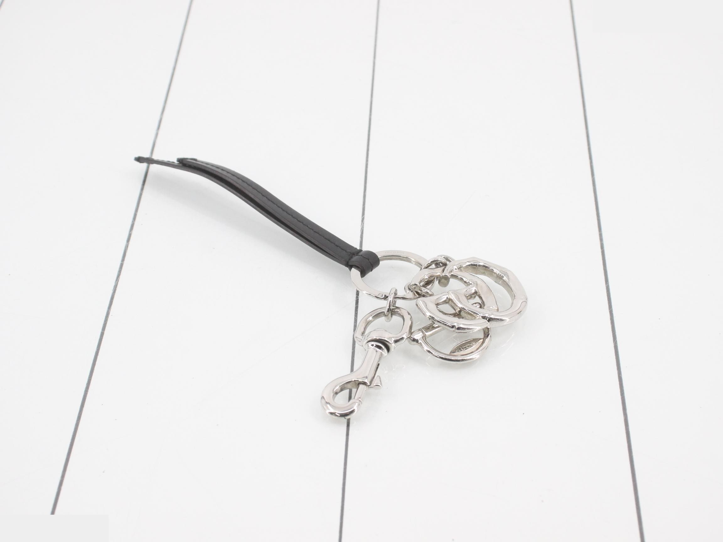 855462 Keyring Bamboo Double G Logo Half Horsebit Leather — view 2