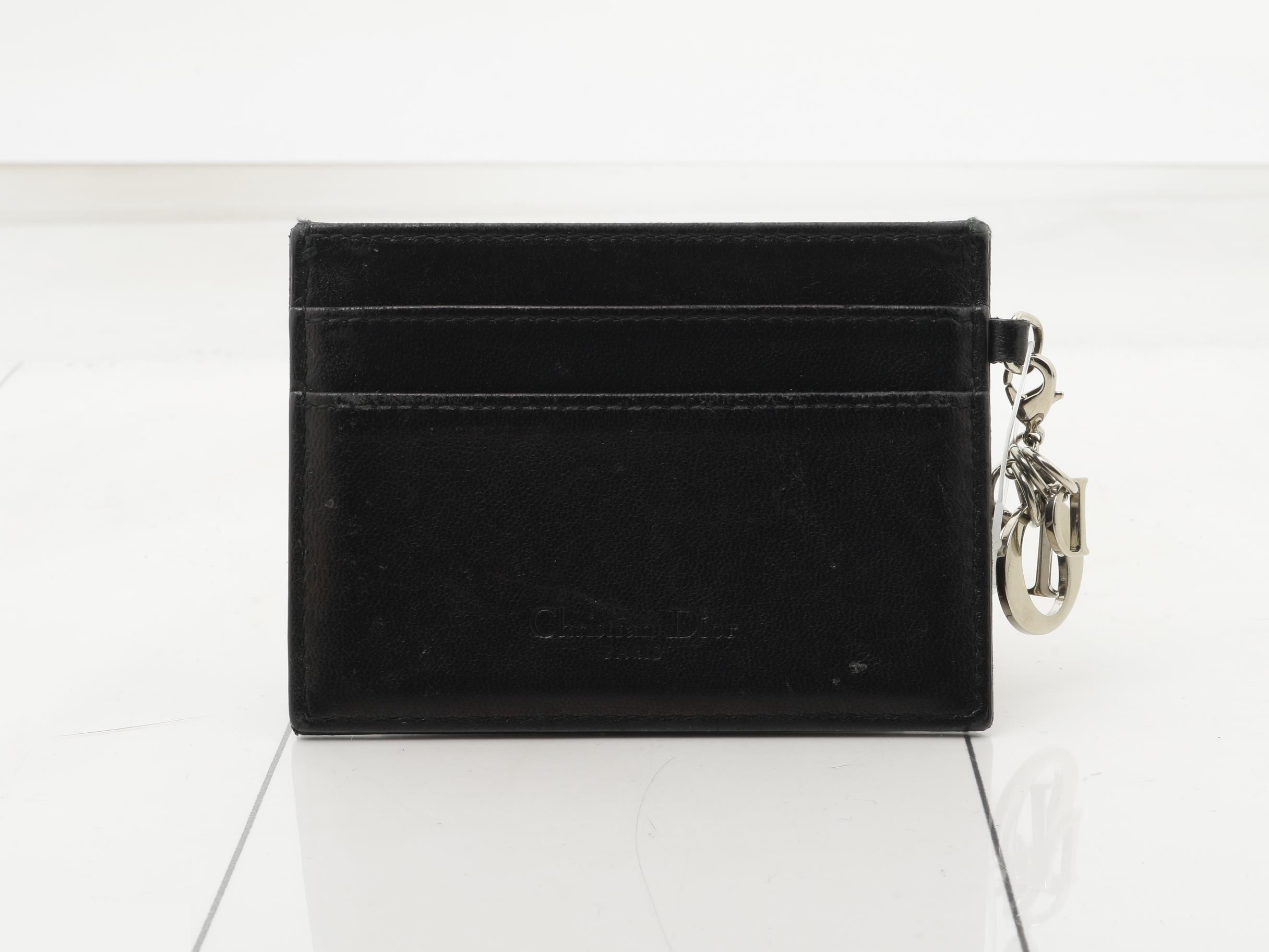Card case, leather, black, leather patch, embroidery. — view 2