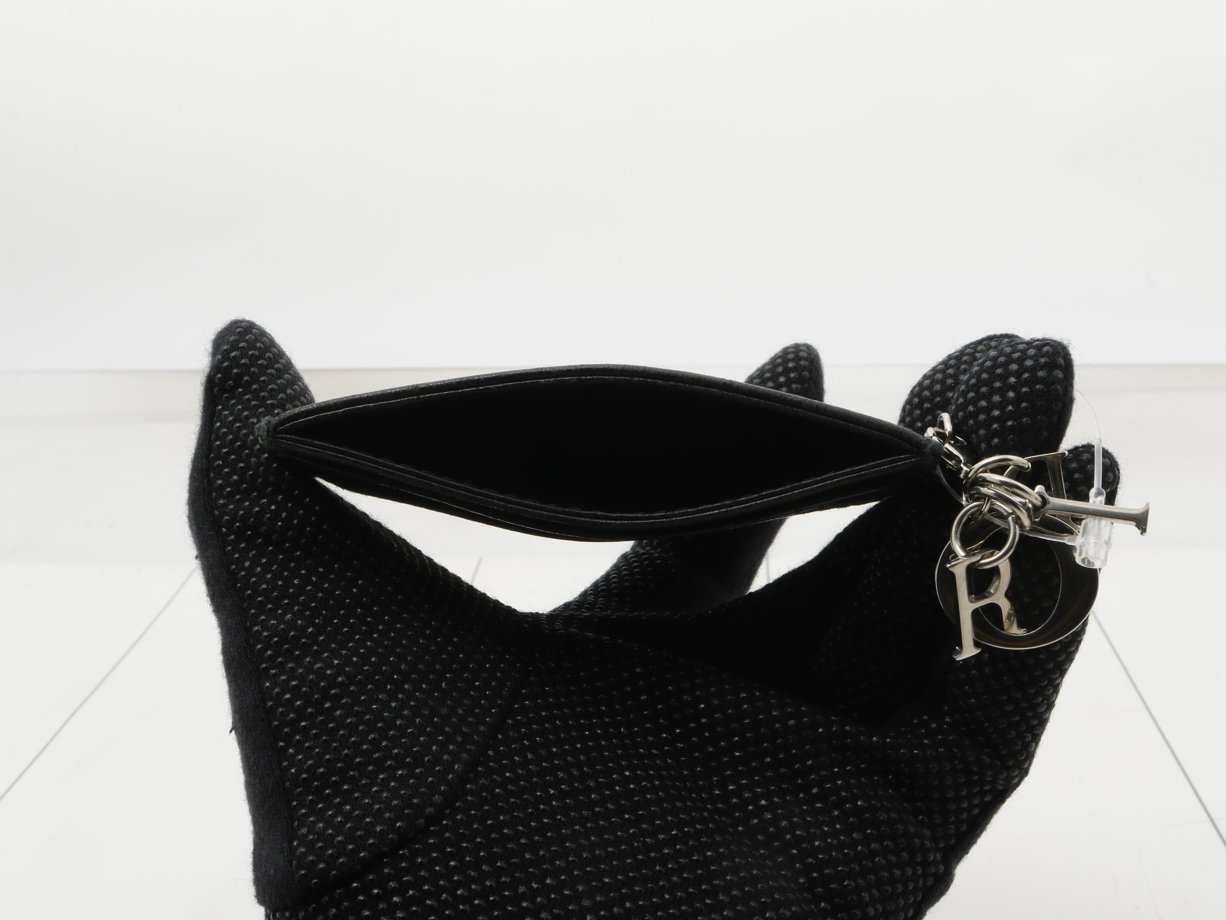 Card case, leather, black, leather patch, embroidery. — view 4