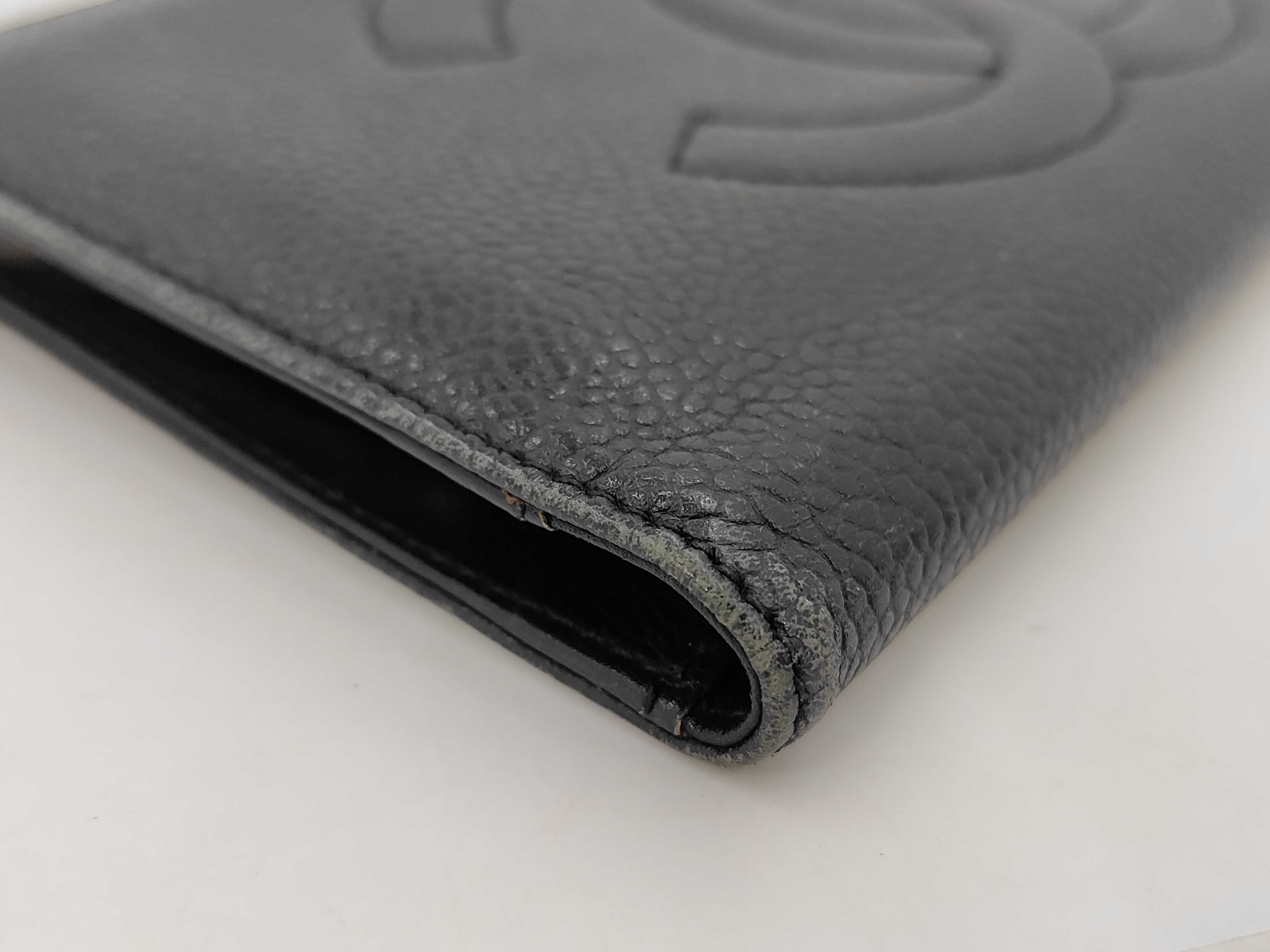 Black Caviar Leather Coco Mark Long Wallet (Serial Number 3) — view 3