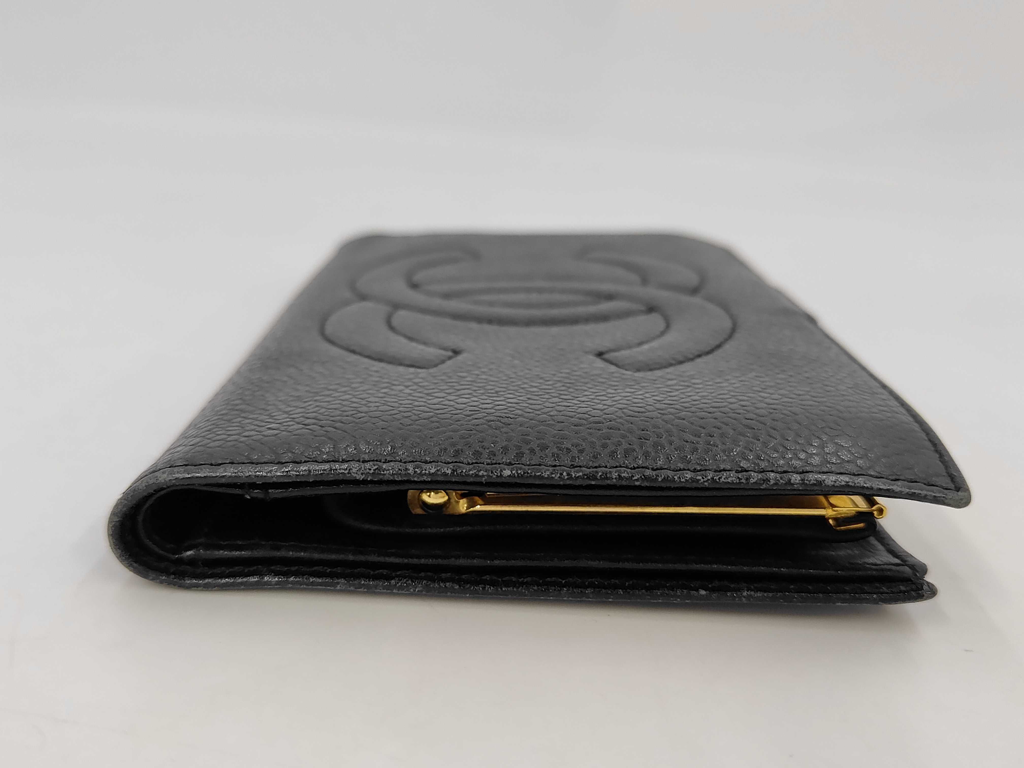 Black Caviar Leather Coco Mark Long Wallet (Serial Number 3) — view 9