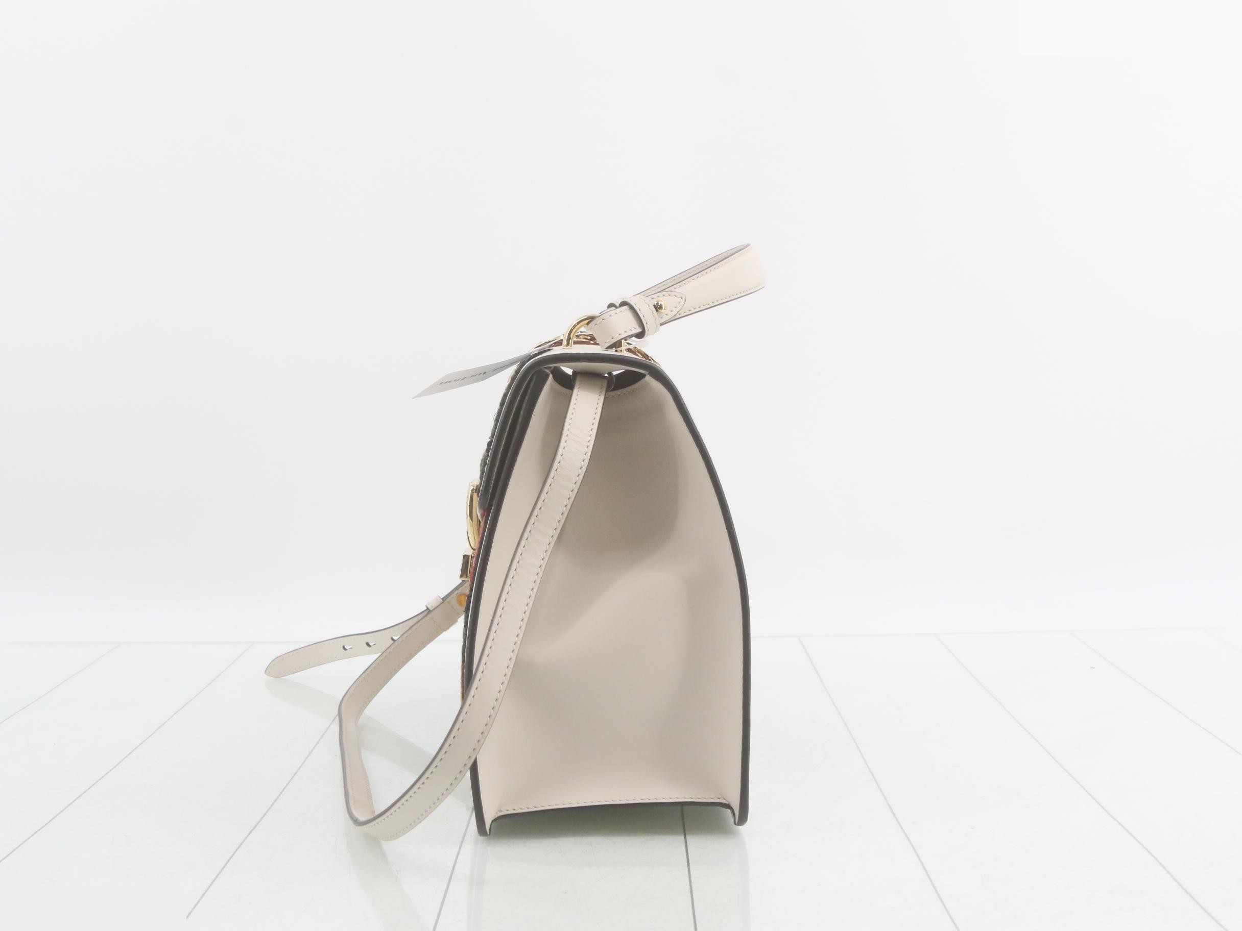 Sylvie Rose Applique 2-Way Leather Bag, Ivory — view 3