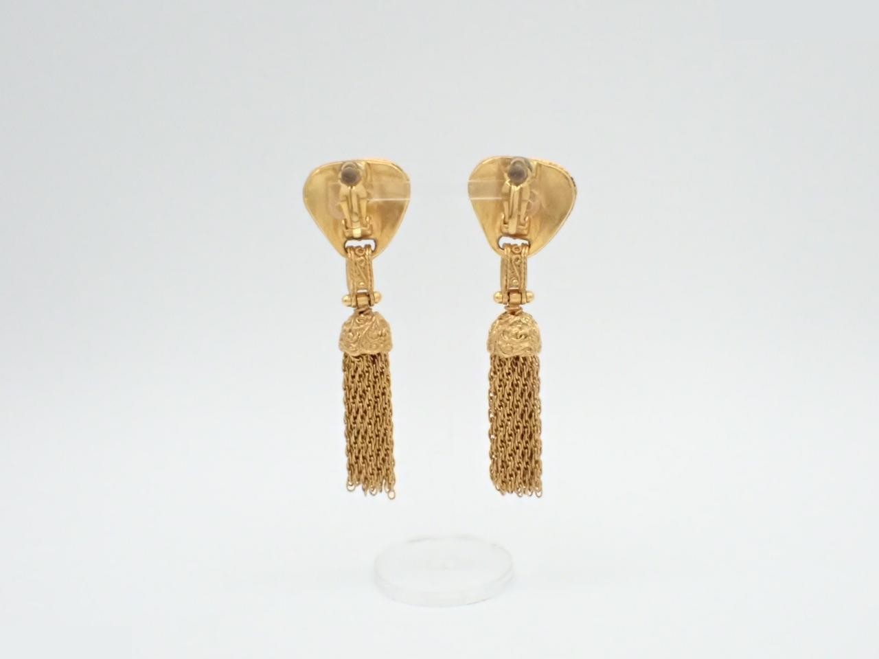 Coco Mark Logo Fringe Earrings, 94A Engraved, Gold Color — view 2