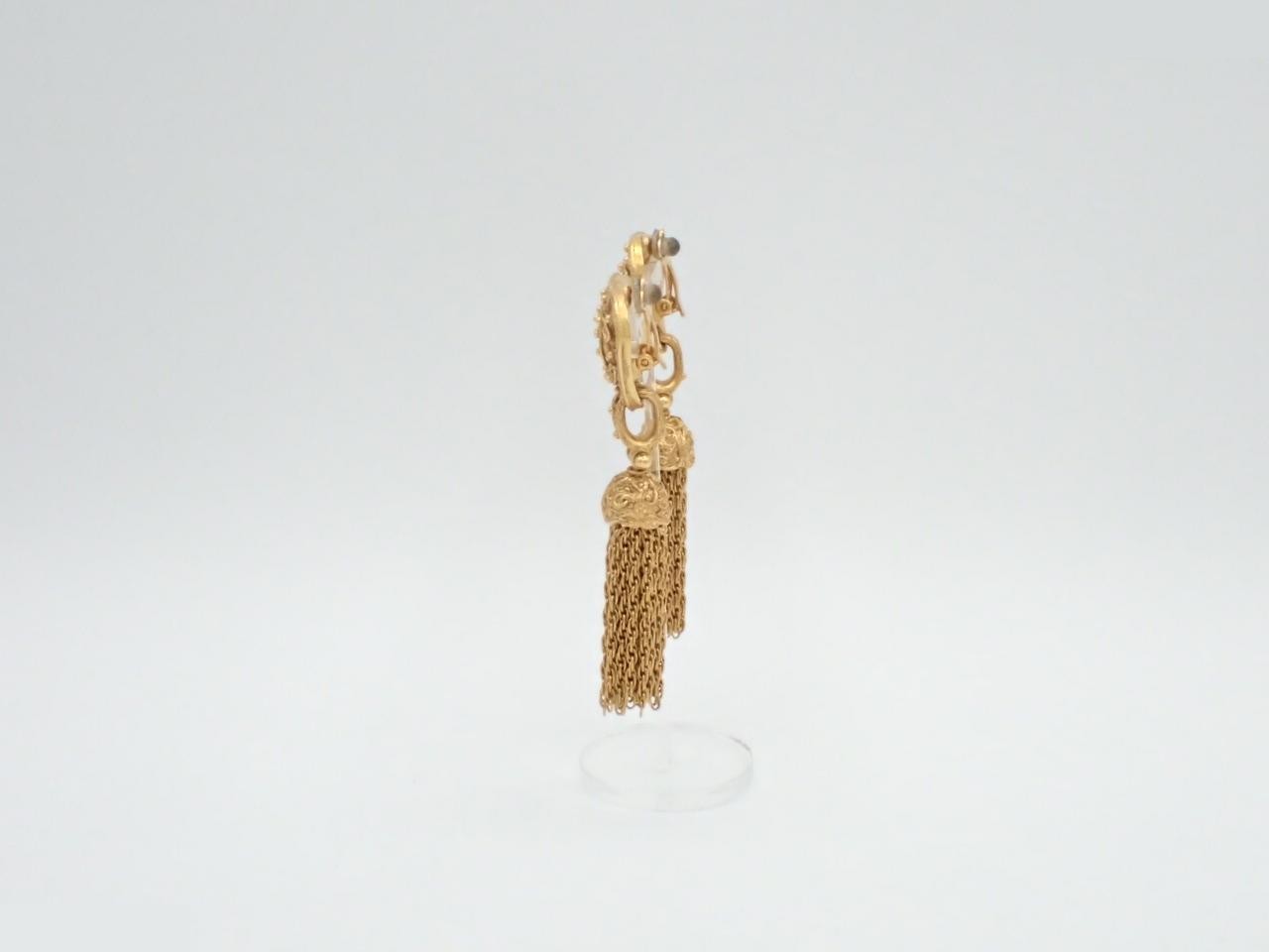 Coco Mark Logo Fringe Earrings, 94A Engraved, Gold Color — view 3