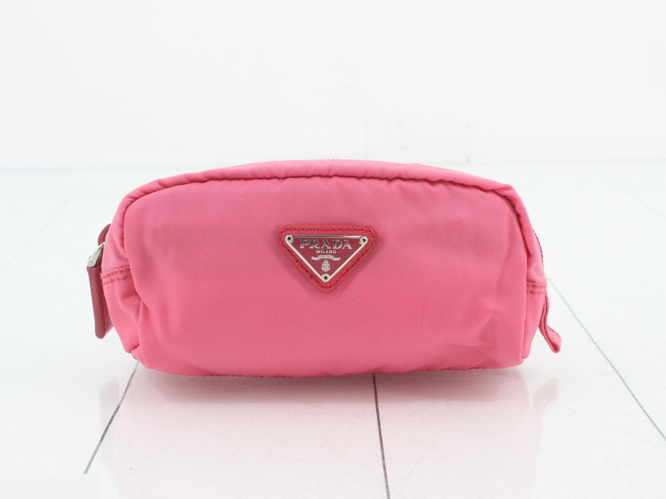 1N0175 Plate Logo Pouch, Nylon, Pink