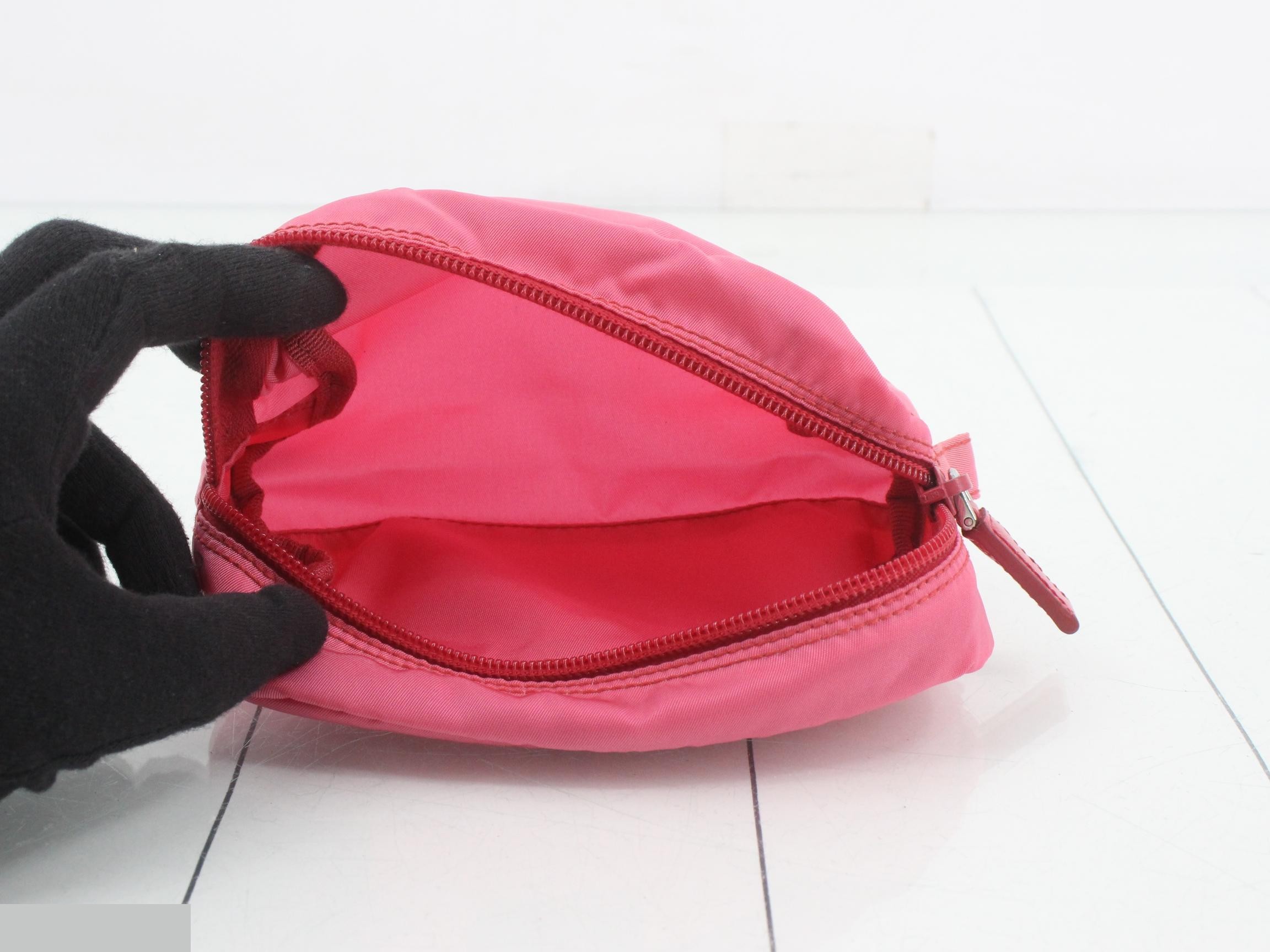 1N0175 Plate Logo Pouch, Nylon, Pink — view 4