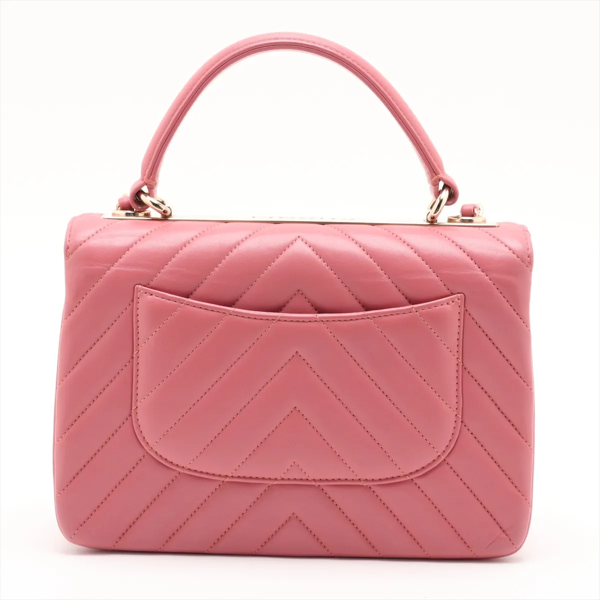 Trendy CC Lambskin 2-Way Handbag, Pink with Gold Hardware, 28581882, serial number in the 28 range. — view 2