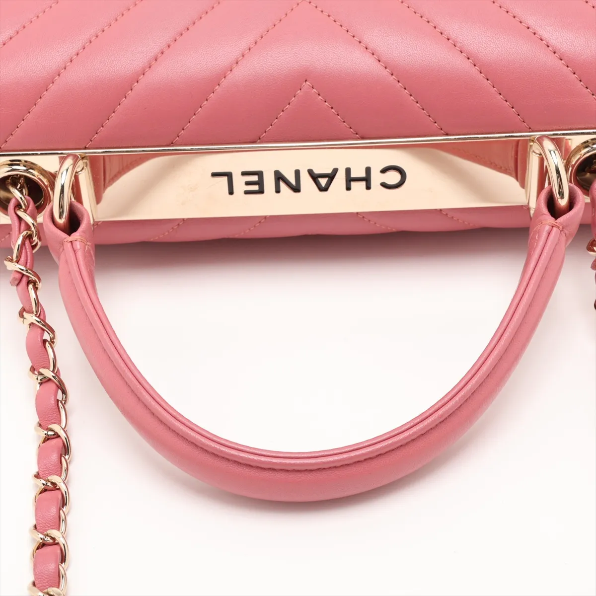 Trendy CC Lambskin 2-Way Handbag, Pink with Gold Hardware, 28581882, serial number in the 28 range. — view 5