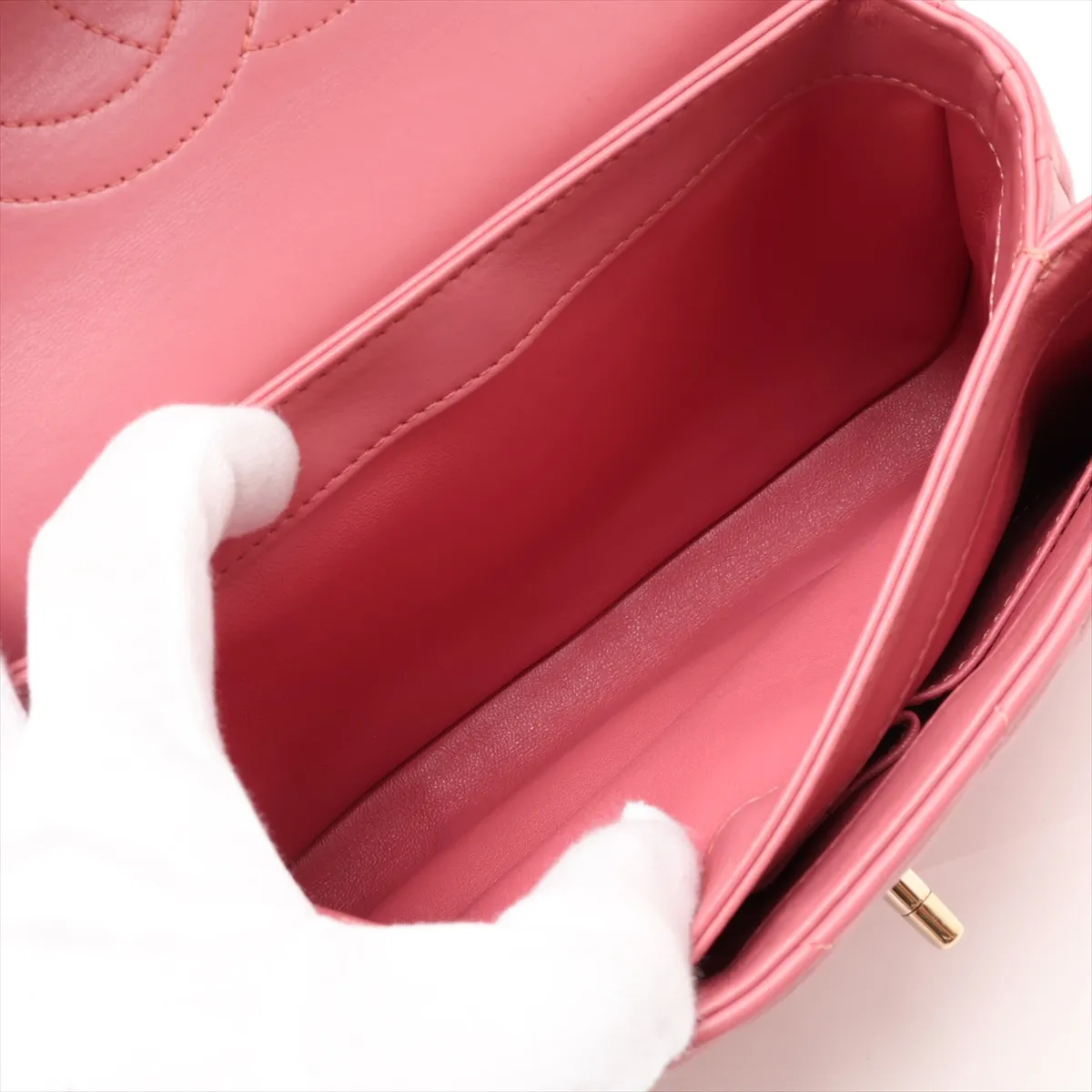 Trendy CC Lambskin 2-Way Handbag, Pink with Gold Hardware, 28581882, serial number in the 28 range. — view 9