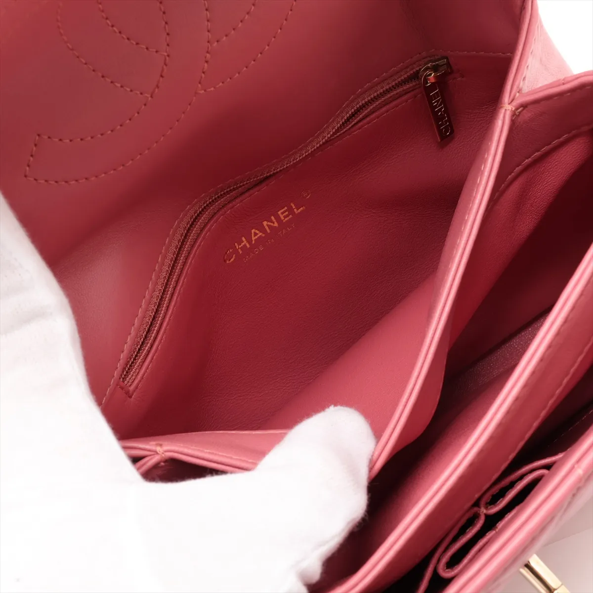 Trendy CC Lambskin 2-Way Handbag, Pink with Gold Hardware, 28581882, serial number in the 28 range. — view 10