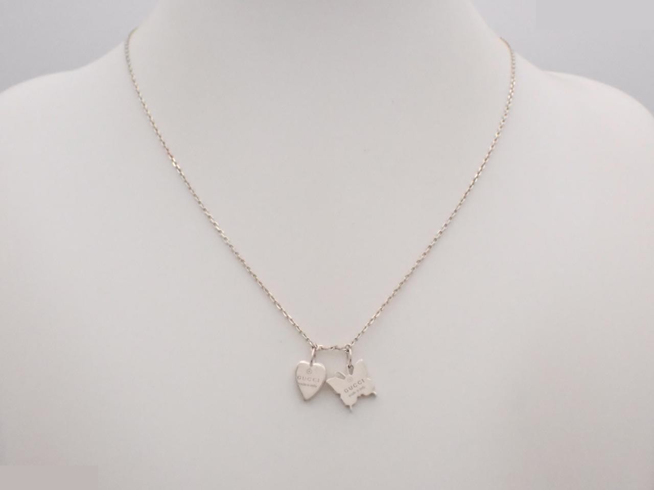 Necklace, butterfly and heart design, sterling silver (925), 6.8g, chain approximately 44cm. — view 3