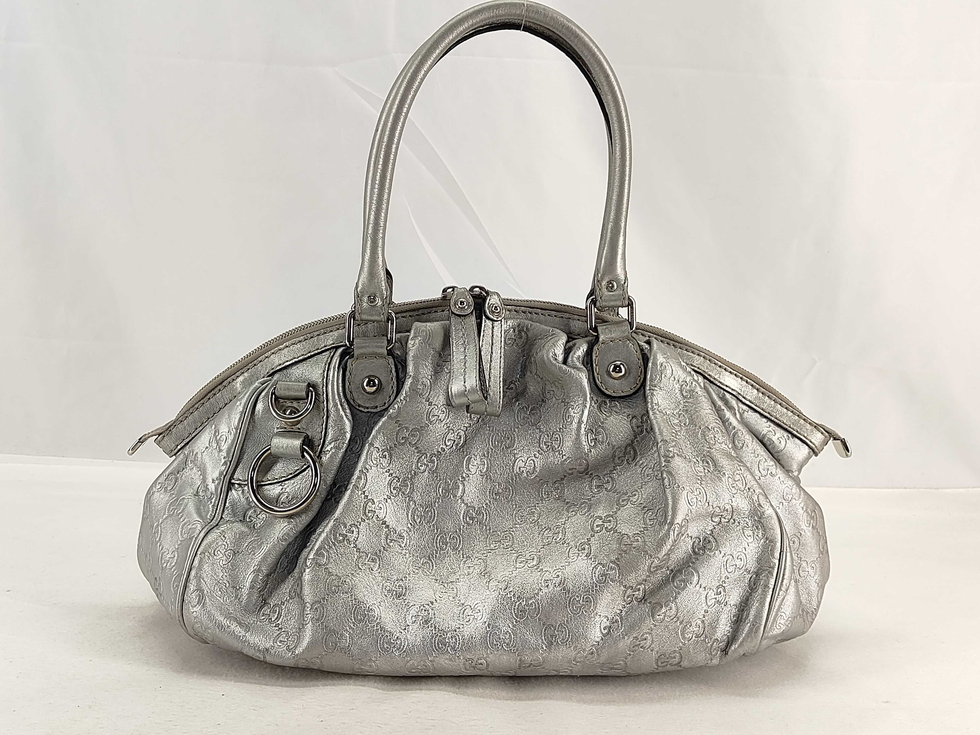 Sukey Silver Leather Dumpling Bag without Long Shoulder Strap Tote Bag