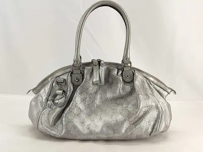 Sukey Silver Leather Dumpling Bag without Long Shoulder Strap Tote Bag