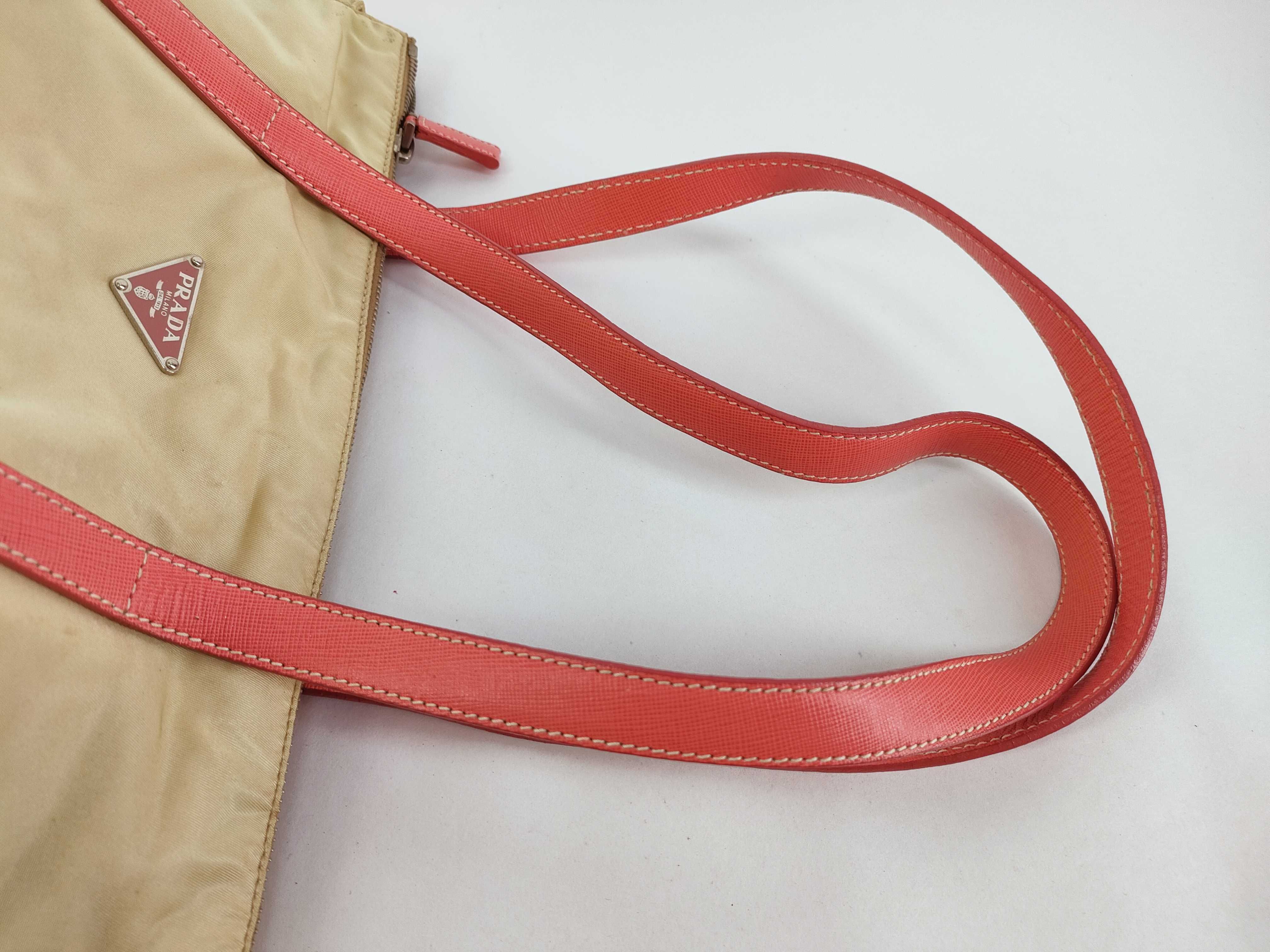 Nylon Tote Bag, Beige x Pink — view 3