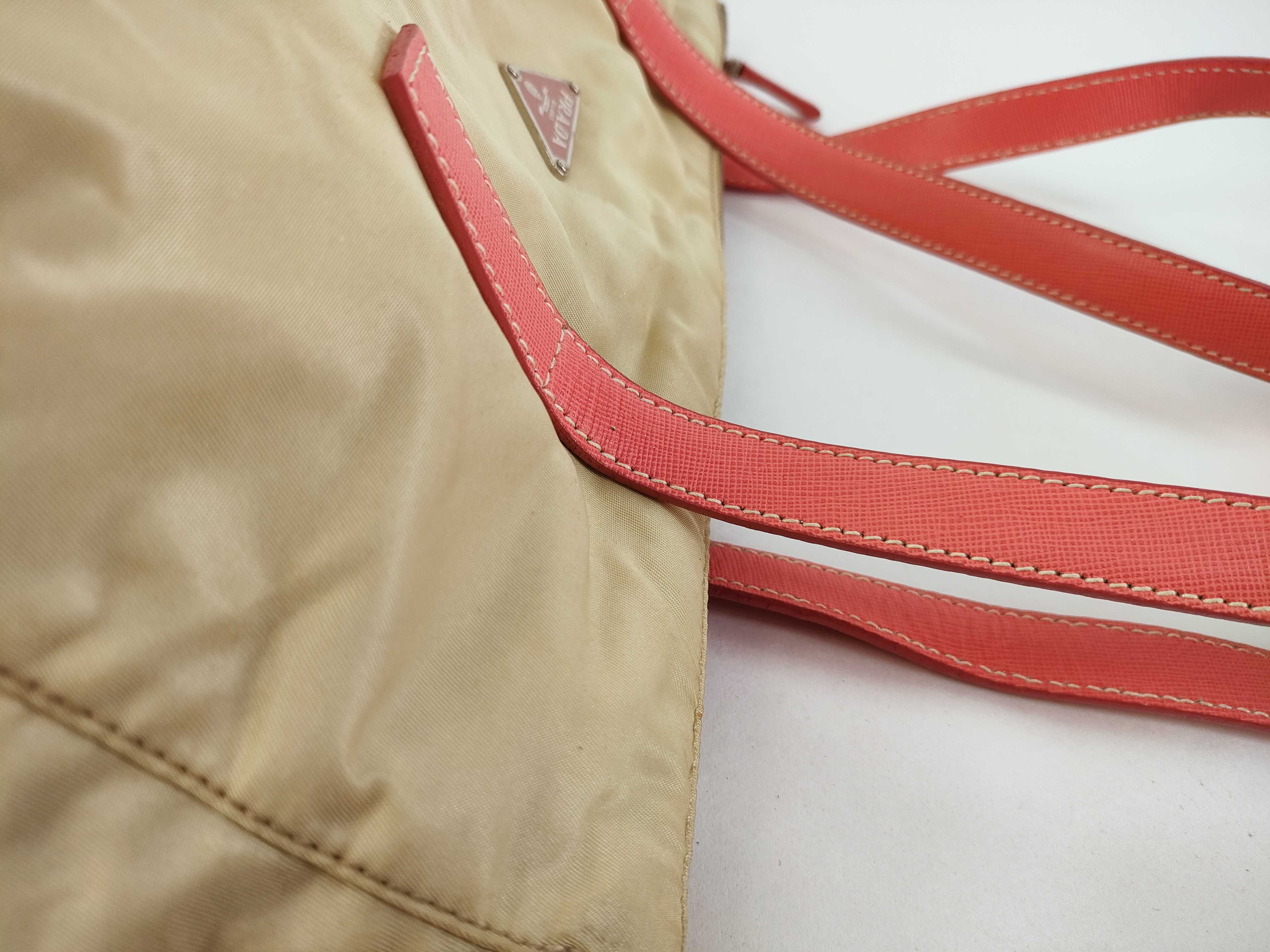 Nylon Tote Bag, Beige x Pink — view 5