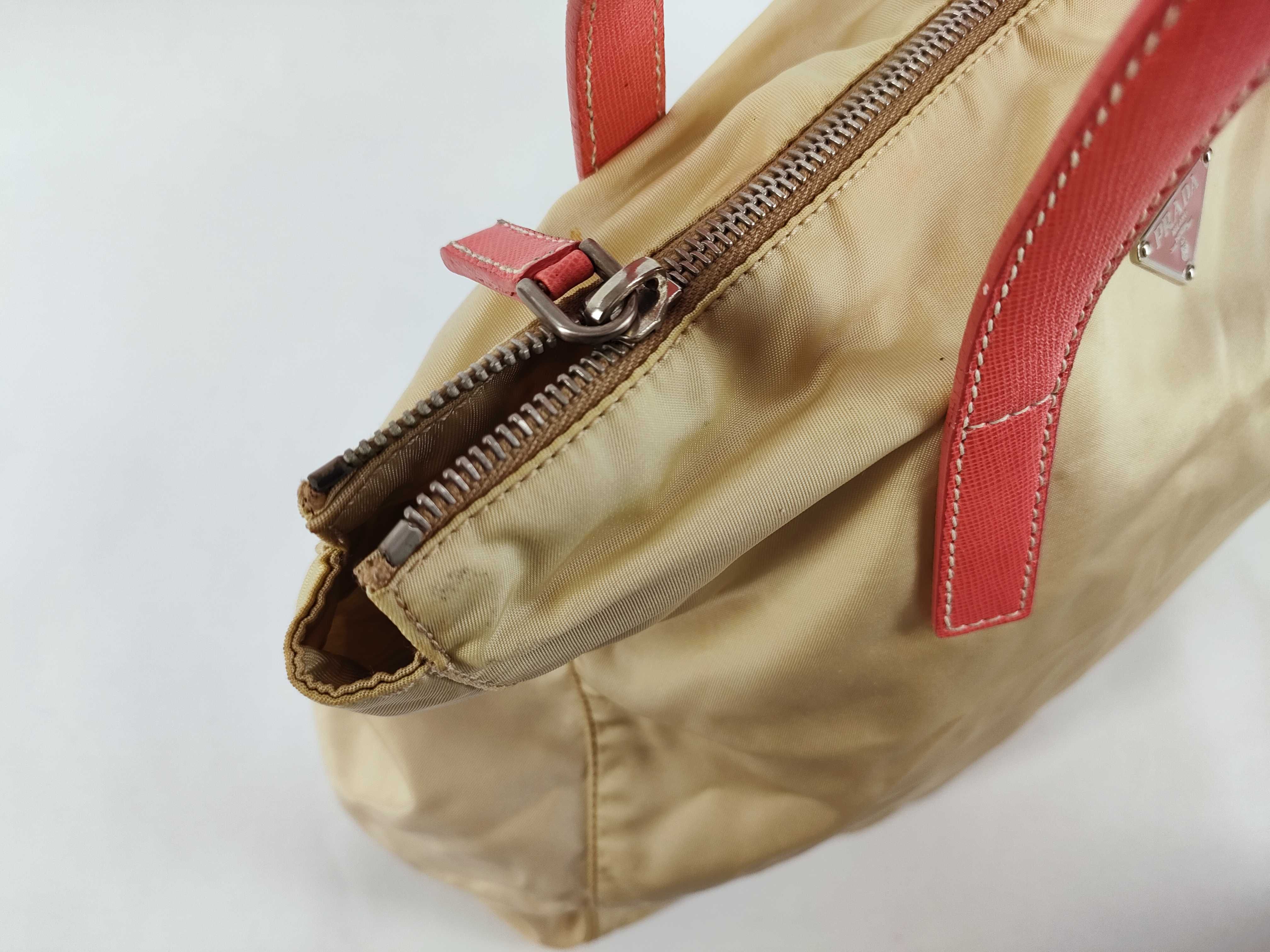 Nylon Tote Bag, Beige x Pink — view 9