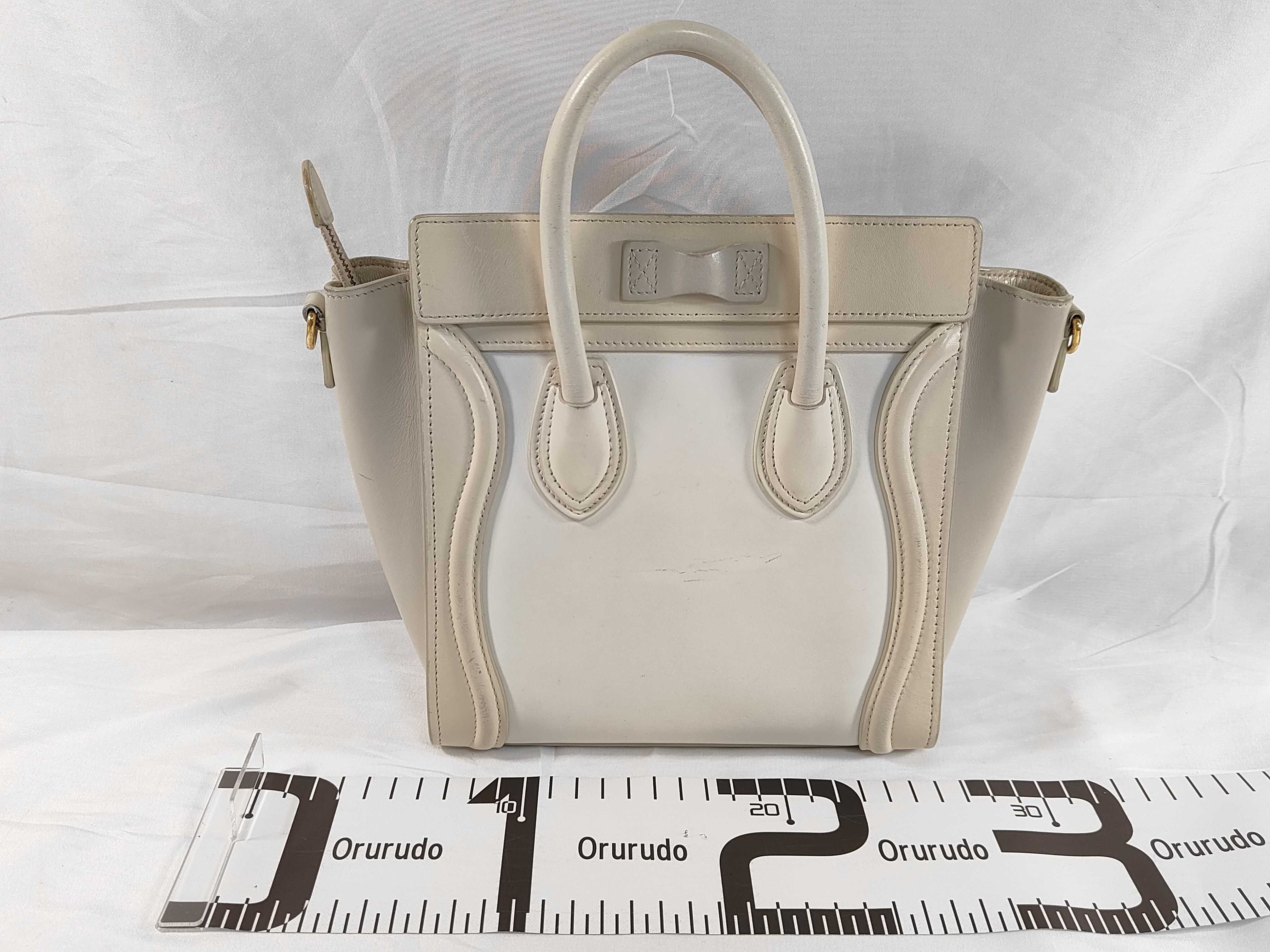 Luggage Micro Shopper Leather Handbag, White — view 2