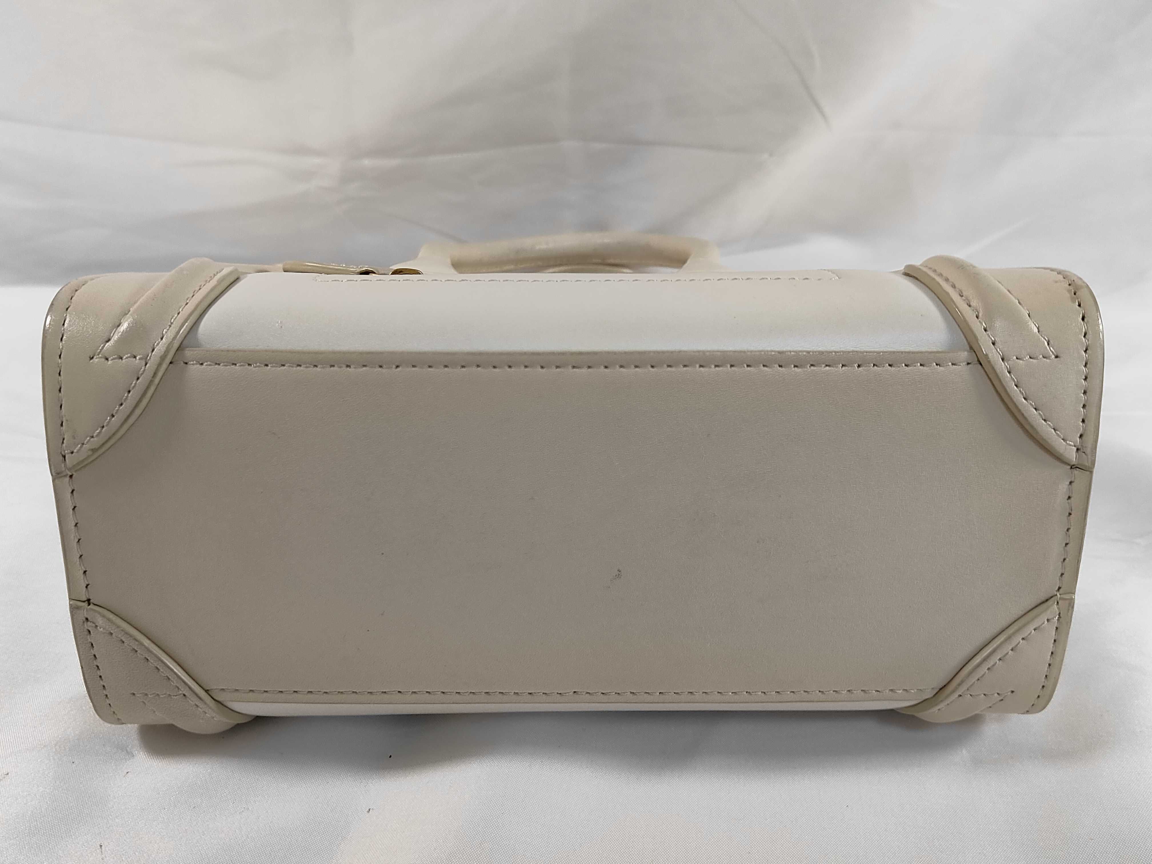 Luggage Micro Shopper Leather Handbag, White — view 8