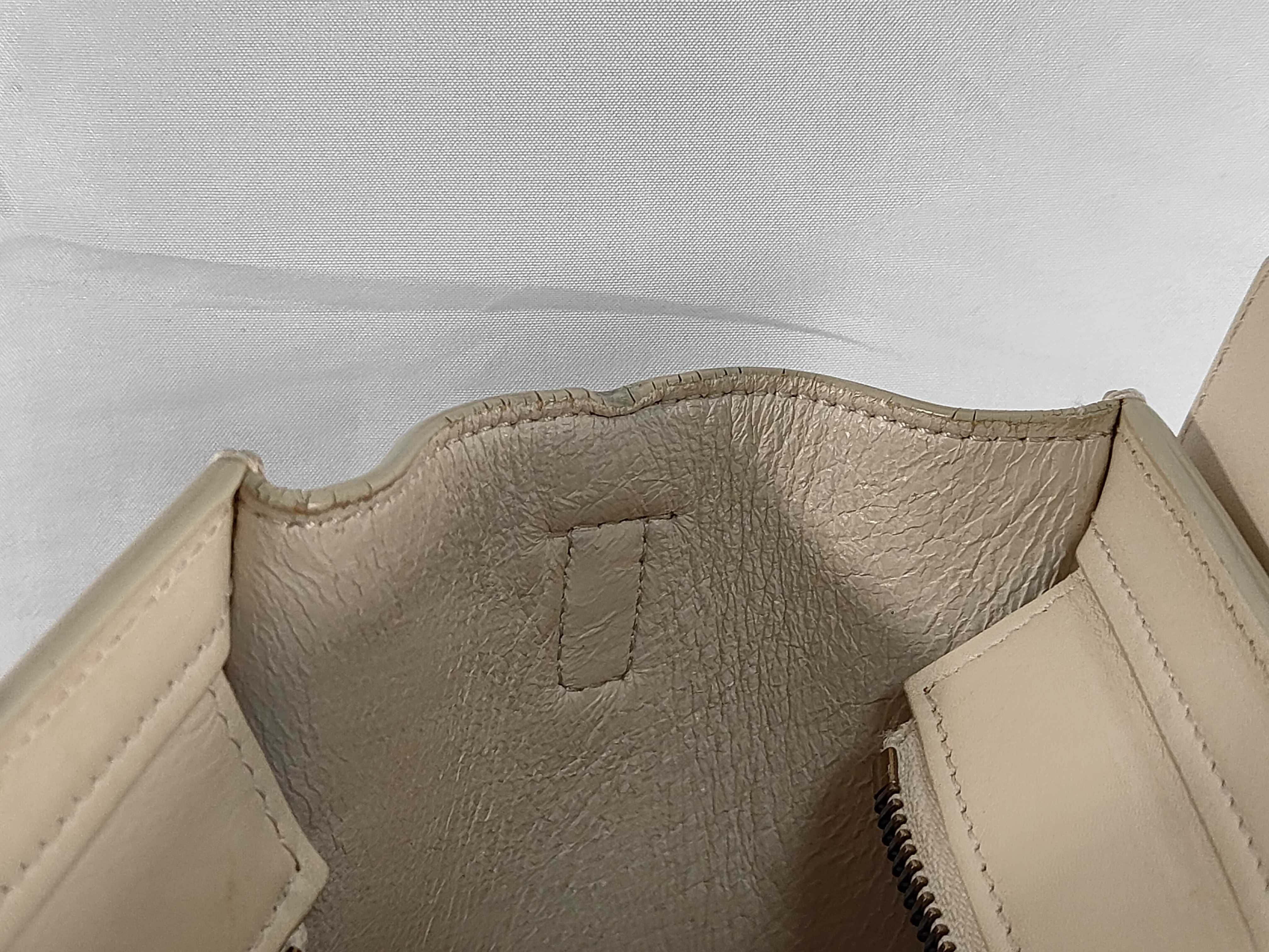 Luggage Micro Shopper Leather Handbag, White — view 10