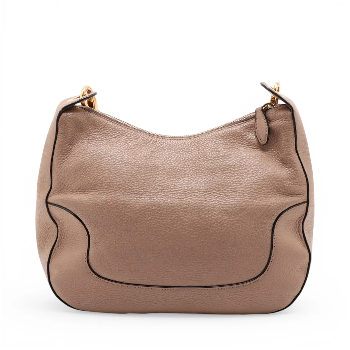 Vitello Leather Shoulder Bag, Beige — view 2