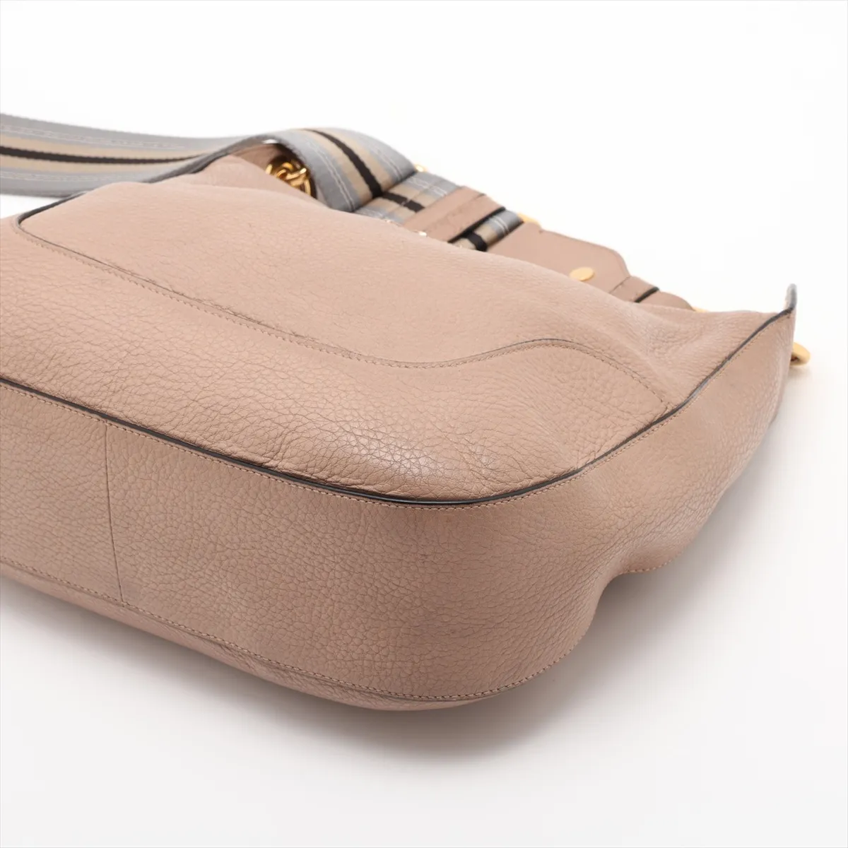 Vitello Leather Shoulder Bag, Beige — view 3