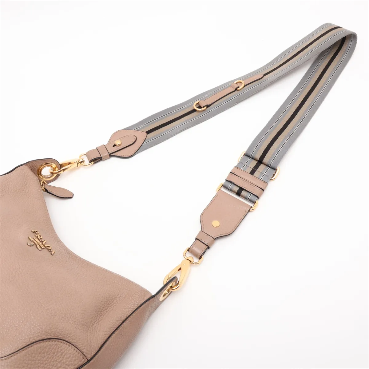 Vitello Leather Shoulder Bag, Beige — view 5