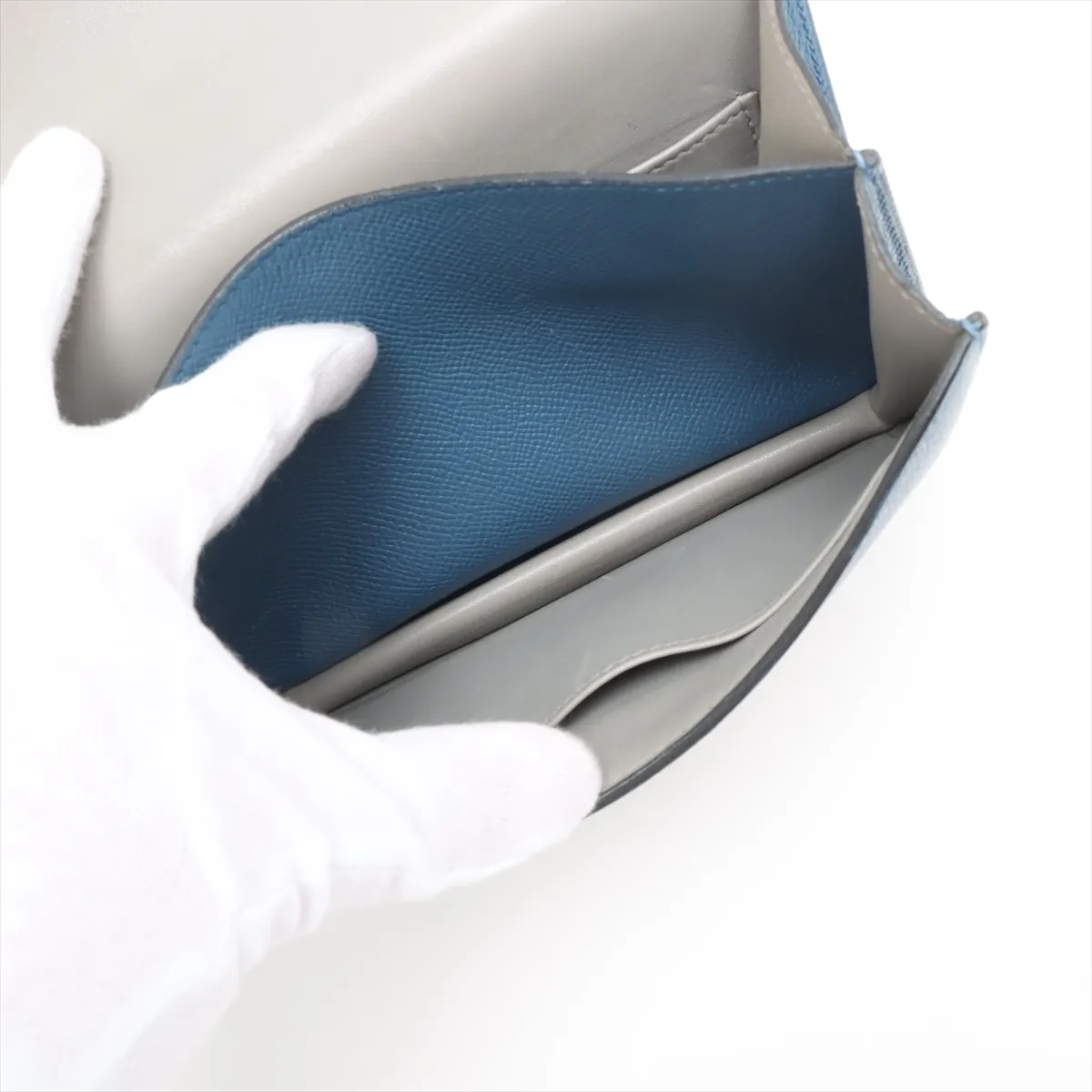 [Individually wrapped] Hermes Mini Constance 3 Verso Vaux Epson Blue Agate x Grimuet Silver Hardware A:2017 — view 8