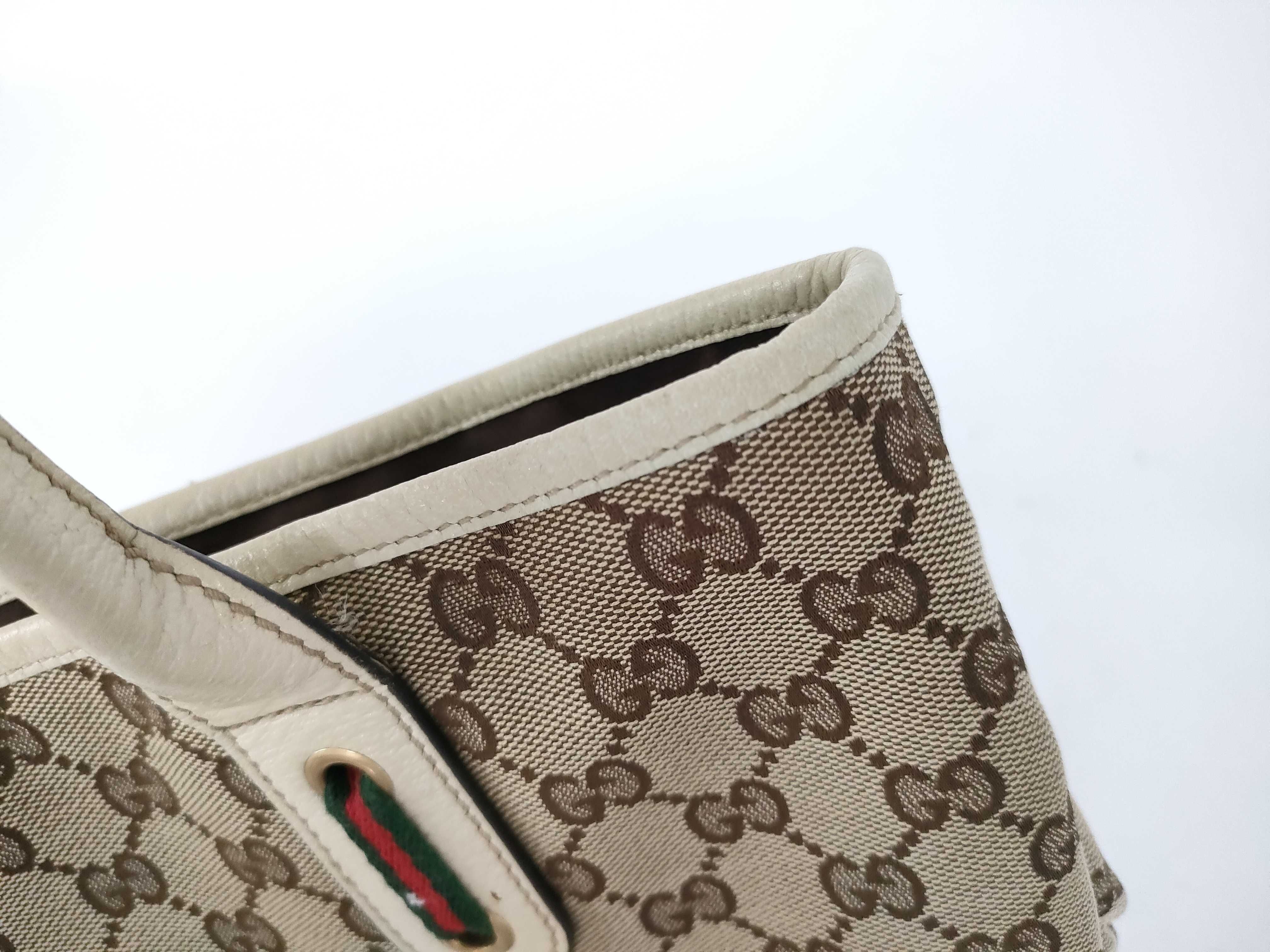 handbag, one-shoulder style, leather and canvas, GG pattern. — view 13