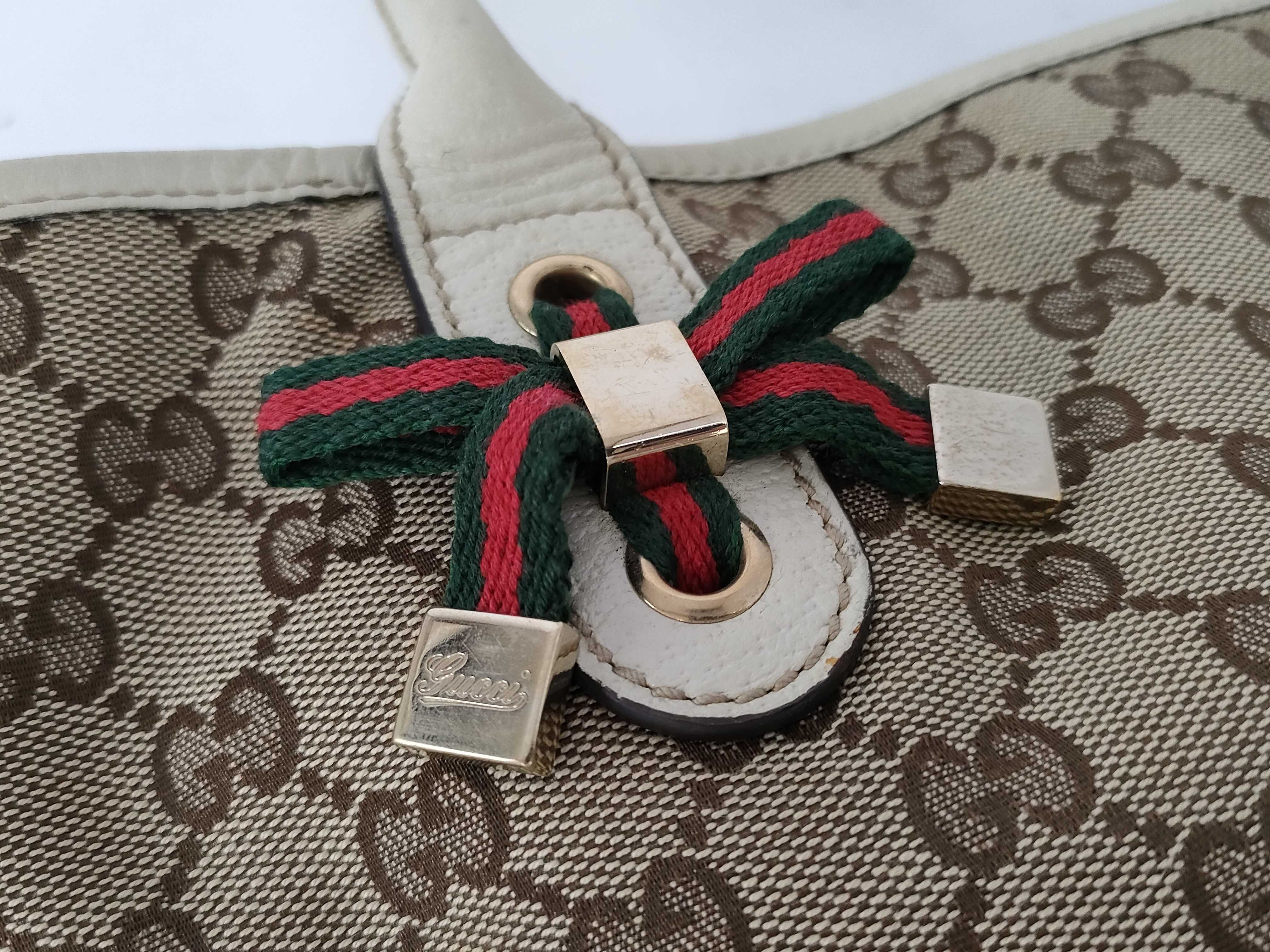 handbag, one-shoulder style, leather and canvas, GG pattern. — view 14
