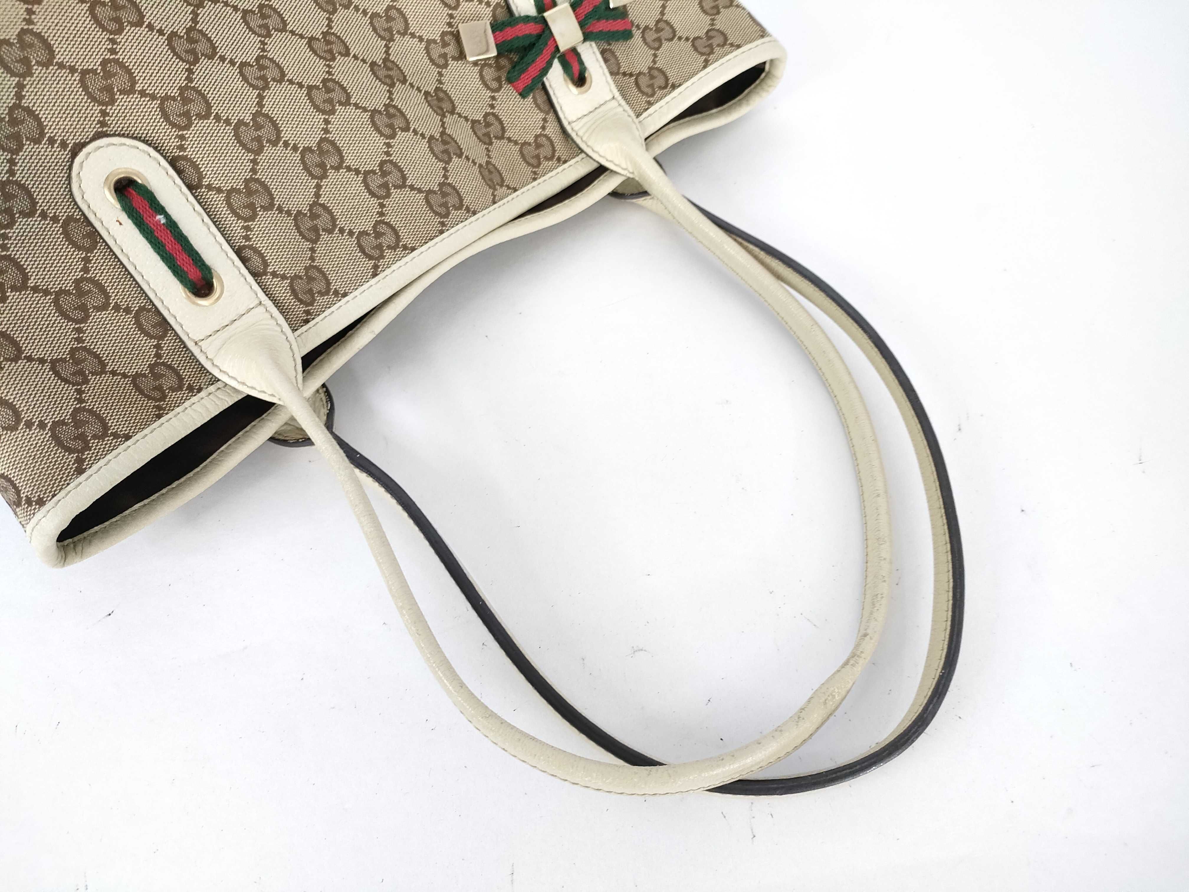 handbag, one-shoulder style, leather and canvas, GG pattern. — view 3