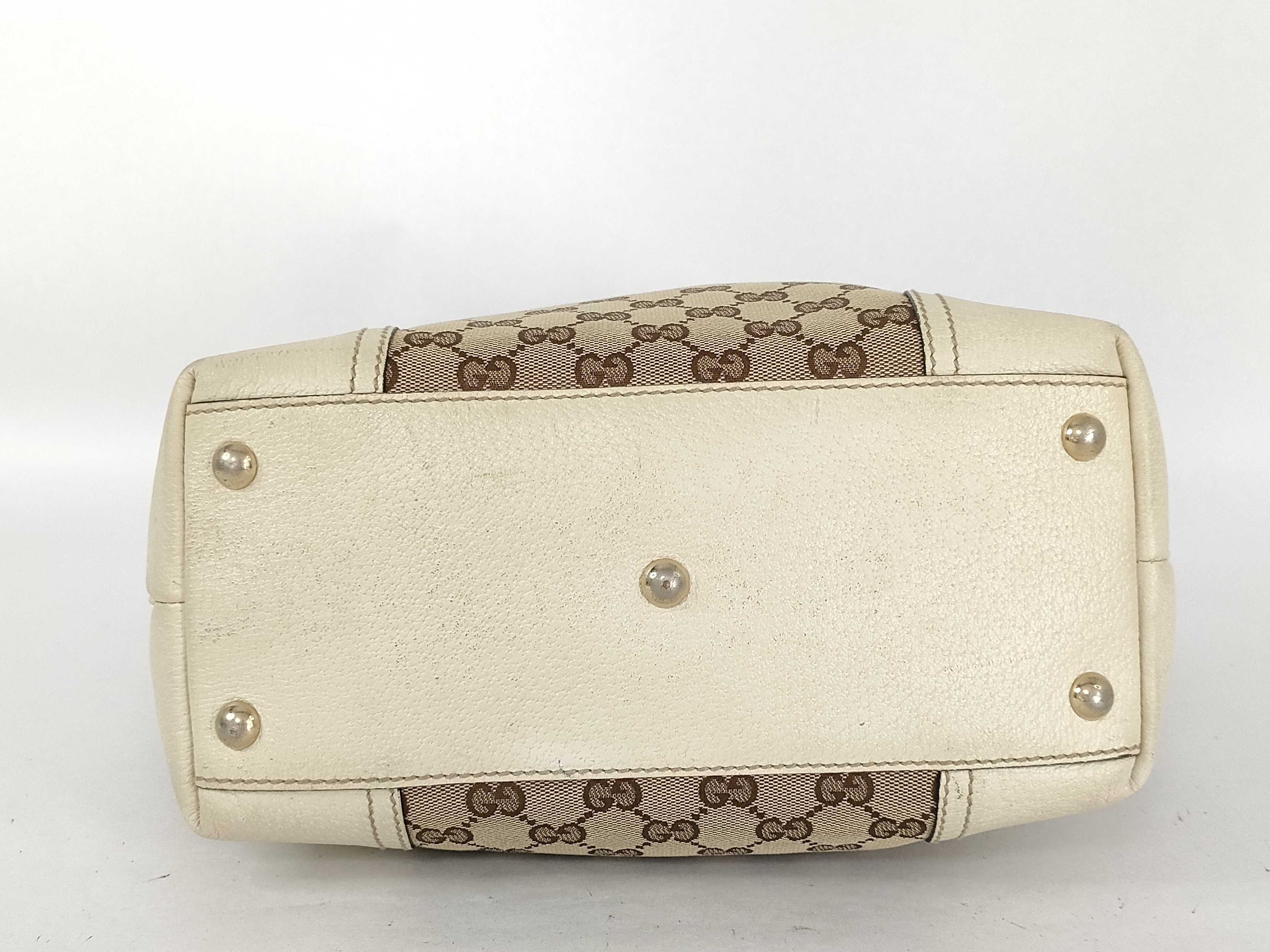 handbag, one-shoulder style, leather and canvas, GG pattern. — view 7