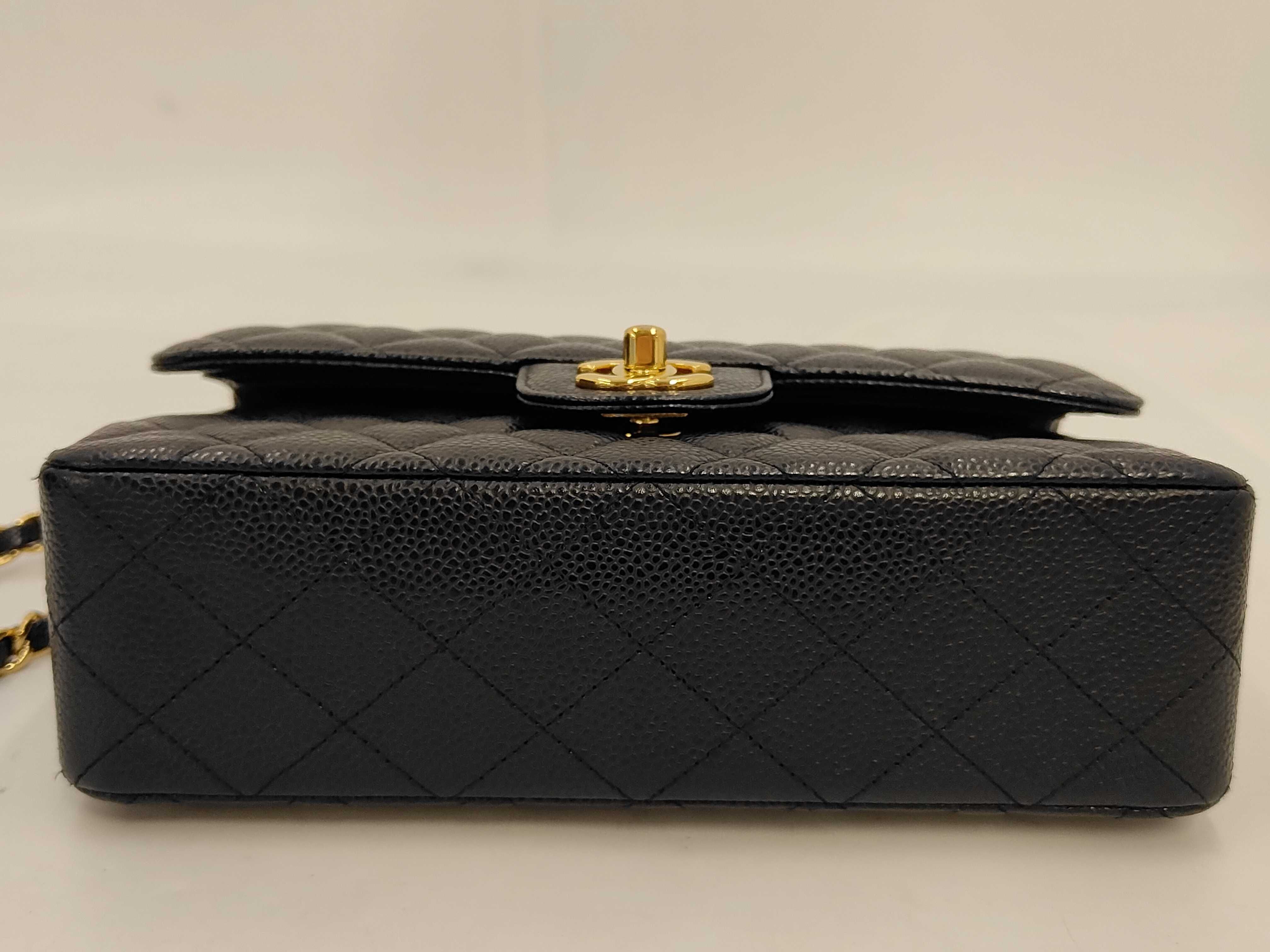 Matelassé Double Flap Chain Shoulder Bag, Black Caviar Leather, Gold Hardware. — view 4
