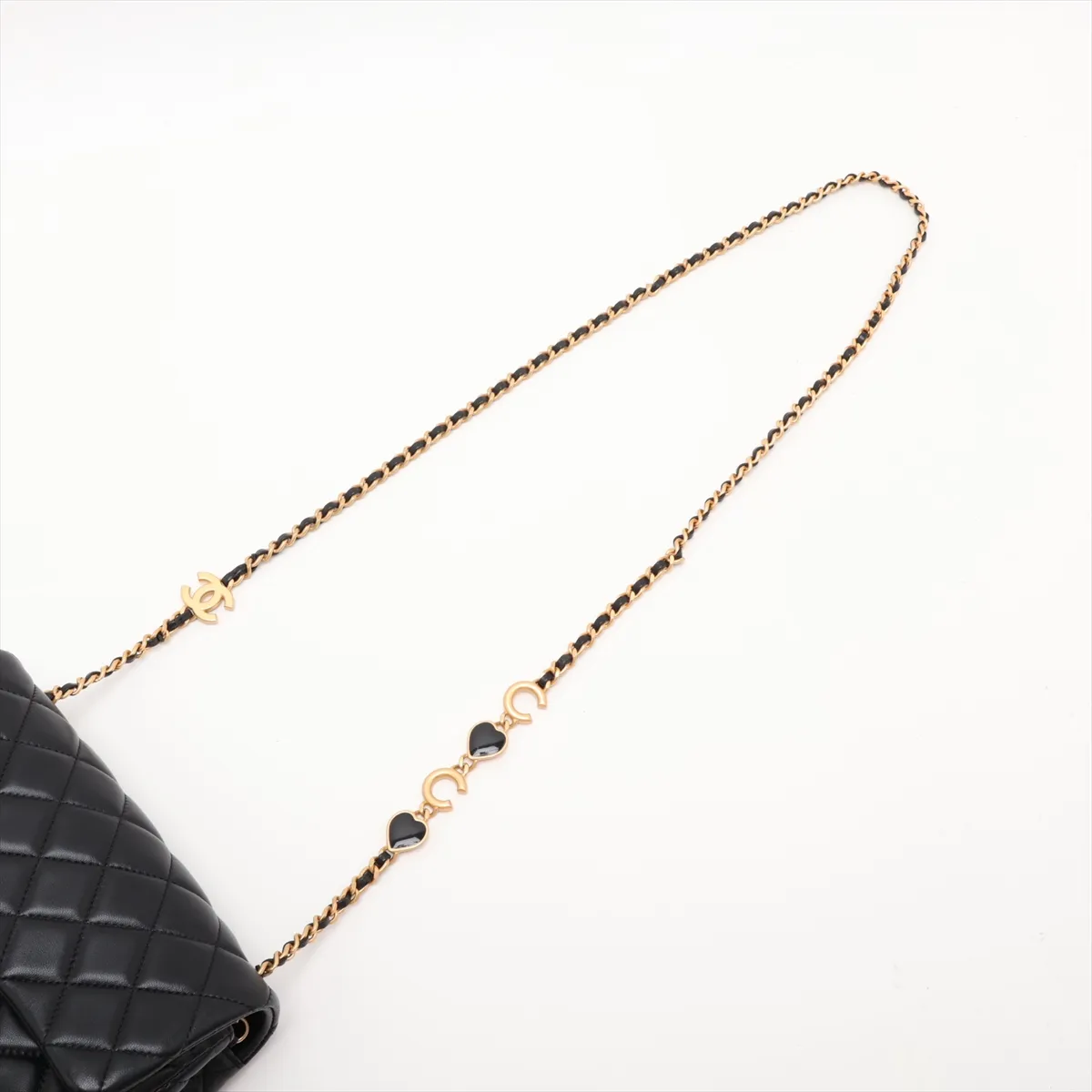 Matelassé Lambskin Single Flap Single Chain Bag, Black with Gold Hardware, G12TT8H2, Random Plate — view 5