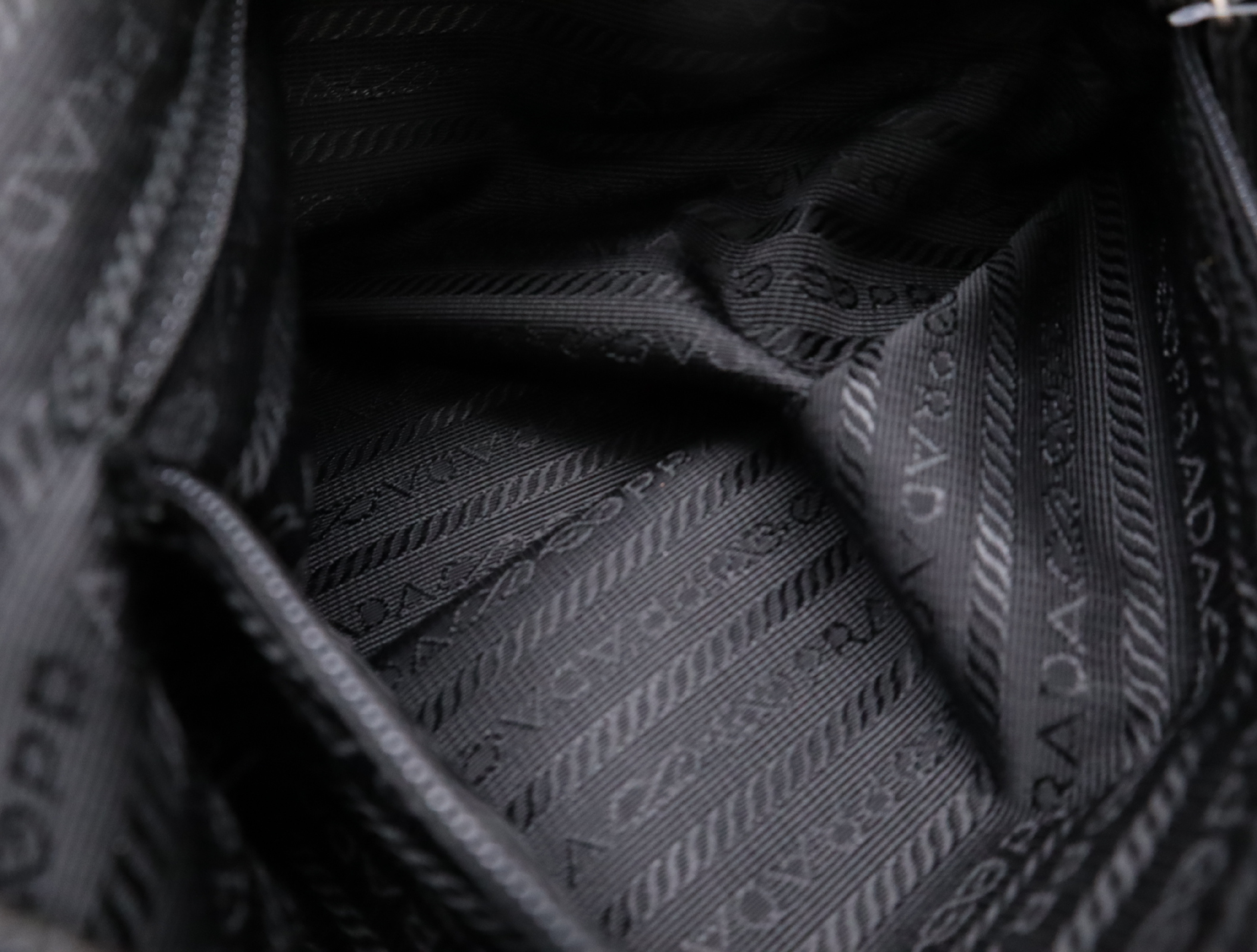 Nylon Triangle Logo Shoulder Bag, Black with Silver Hardware, Card Included — view 12