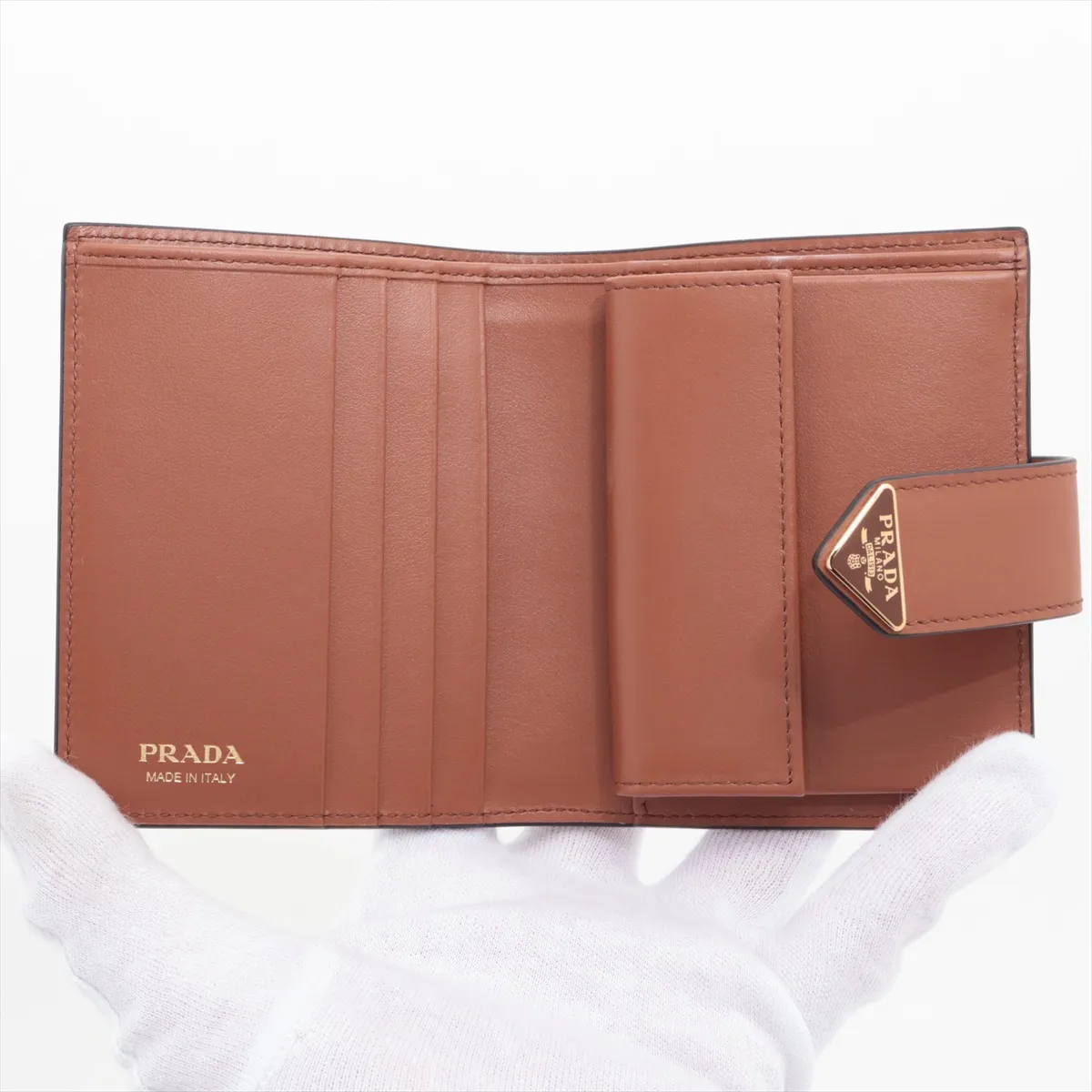 City Calf Tab 1MV204 Leather Compact Wallet Brown — view 3