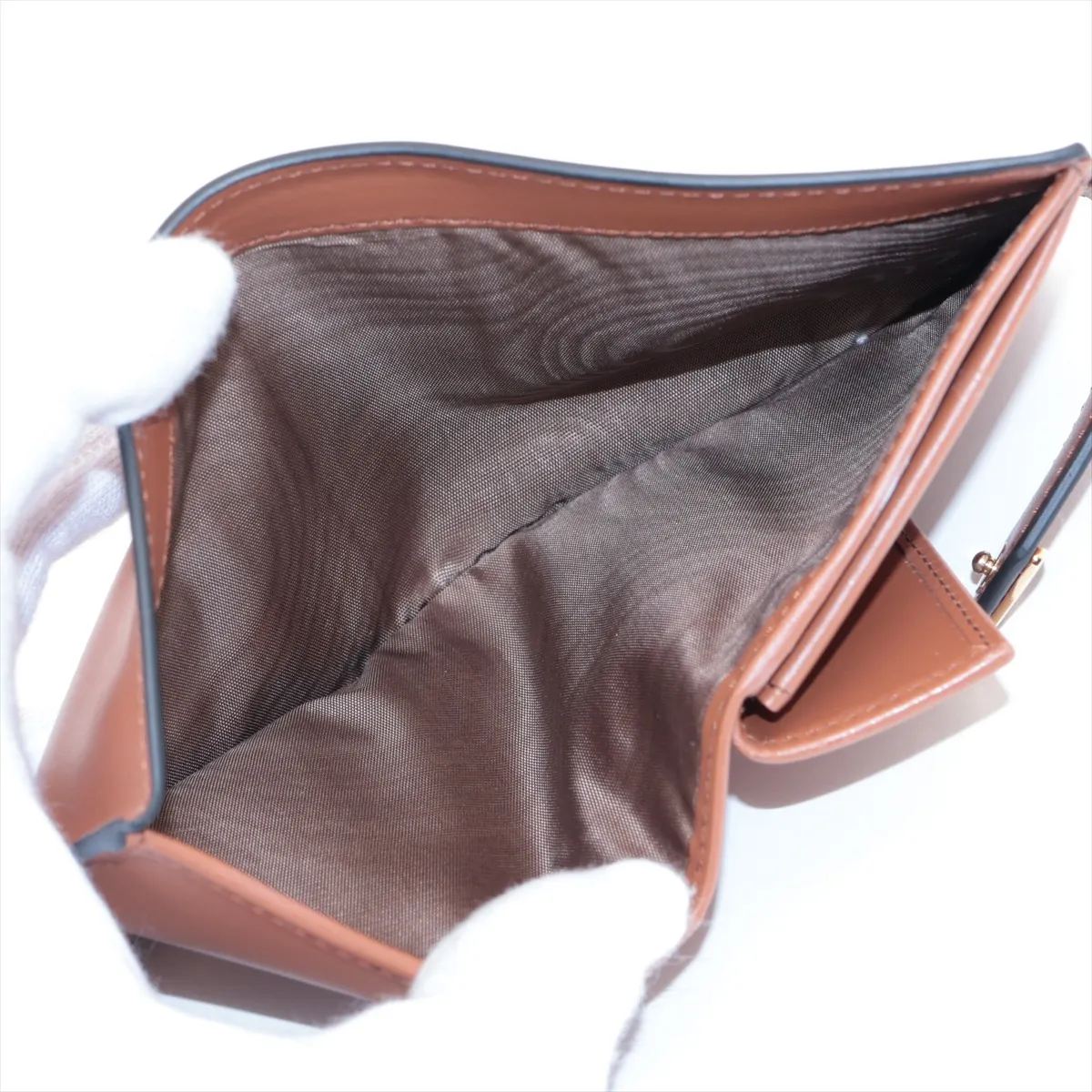 City Calf Tab 1MV204 Leather Compact Wallet Brown — view 4